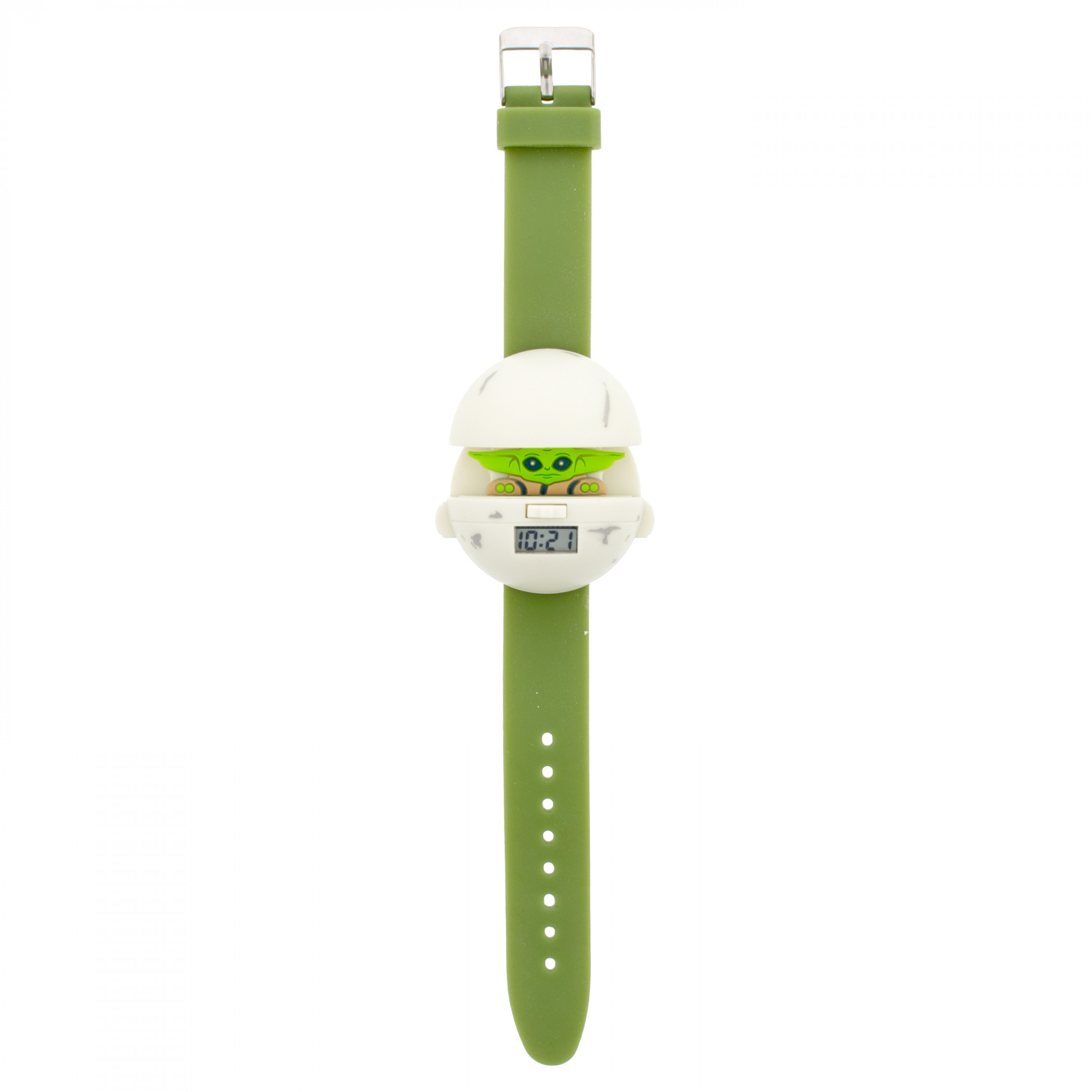 Star Wars The Mandalorian Grogu in Pram LCD Digital Kid's Wrist Watch, Green