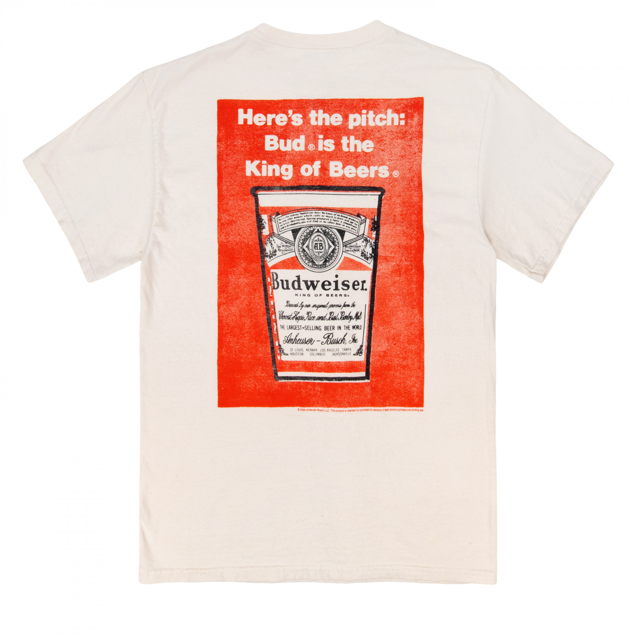 Budweiser Here's the Pitch Front and Back Printed T-Shirt by Junk Food