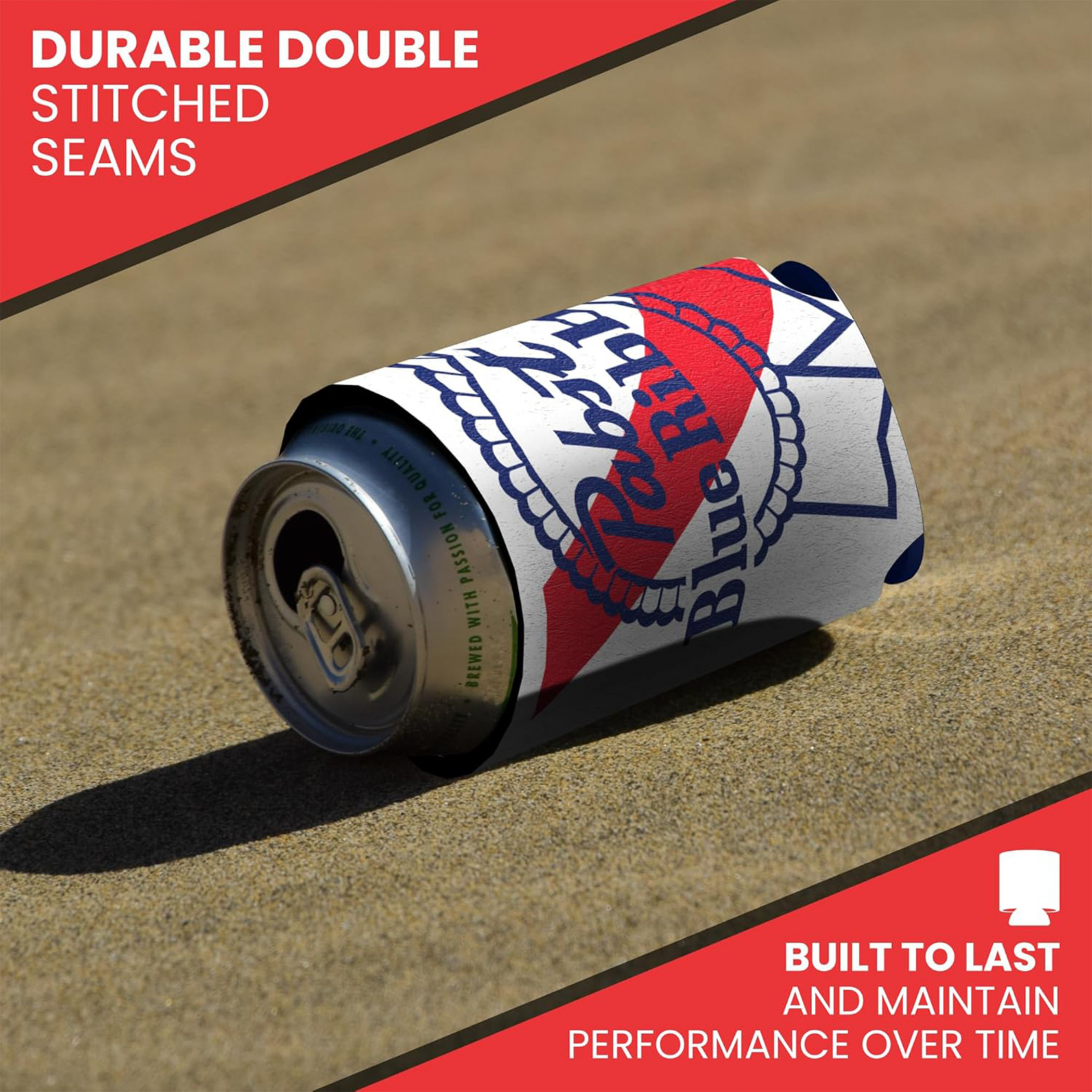 Pabst Blue Ribbon Lined Logo Can Cooler