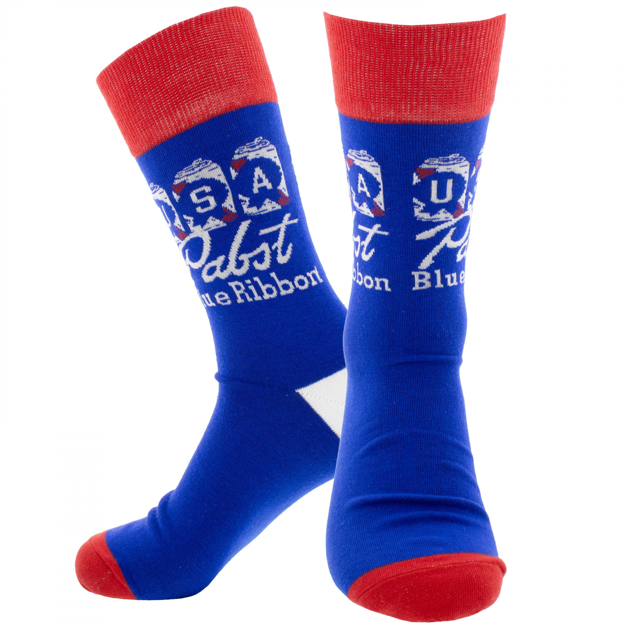 Pabst Blue Ribbon USA Cans Crew Socks