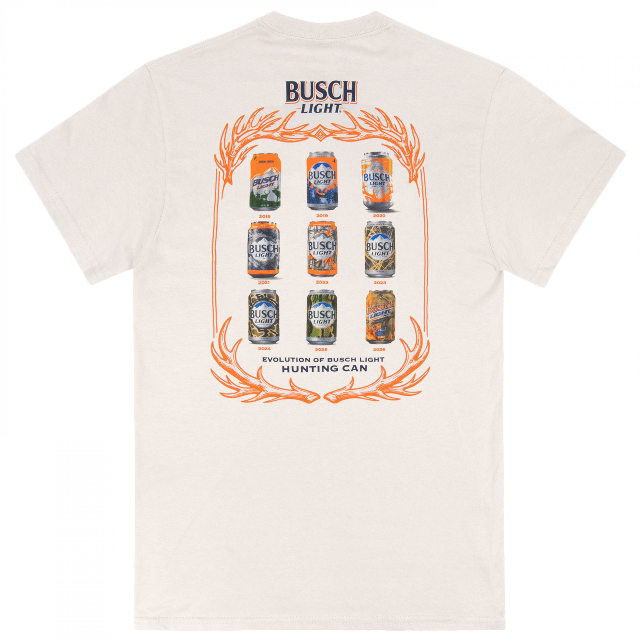 Busch Light Hunting Can Evolution Natural Front & Back Print T-Shirt
