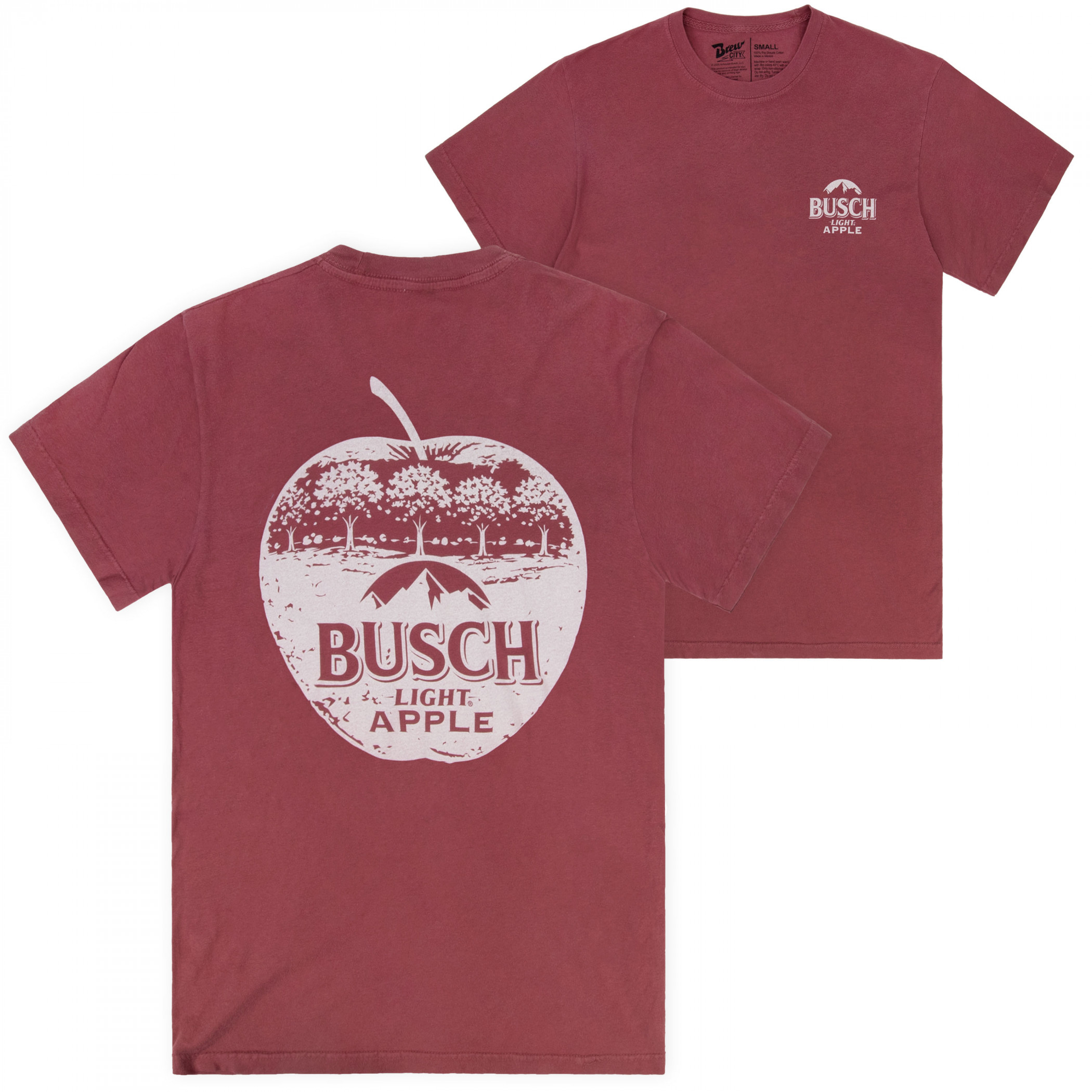Busch Light Vintage Apple Brick Red Front & Back Print T-Shirt