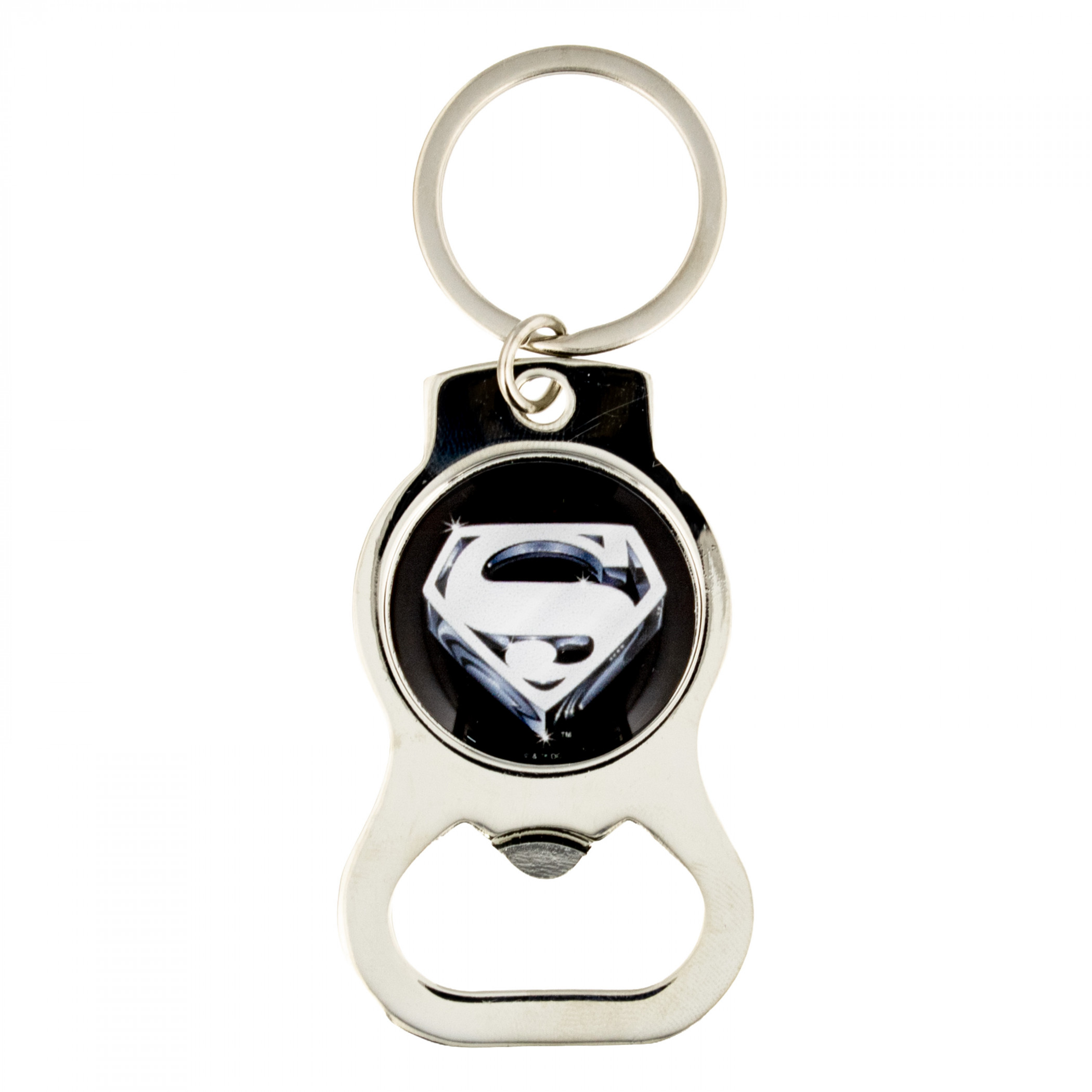 Superman Silver Logo Bottle Opener Keychain