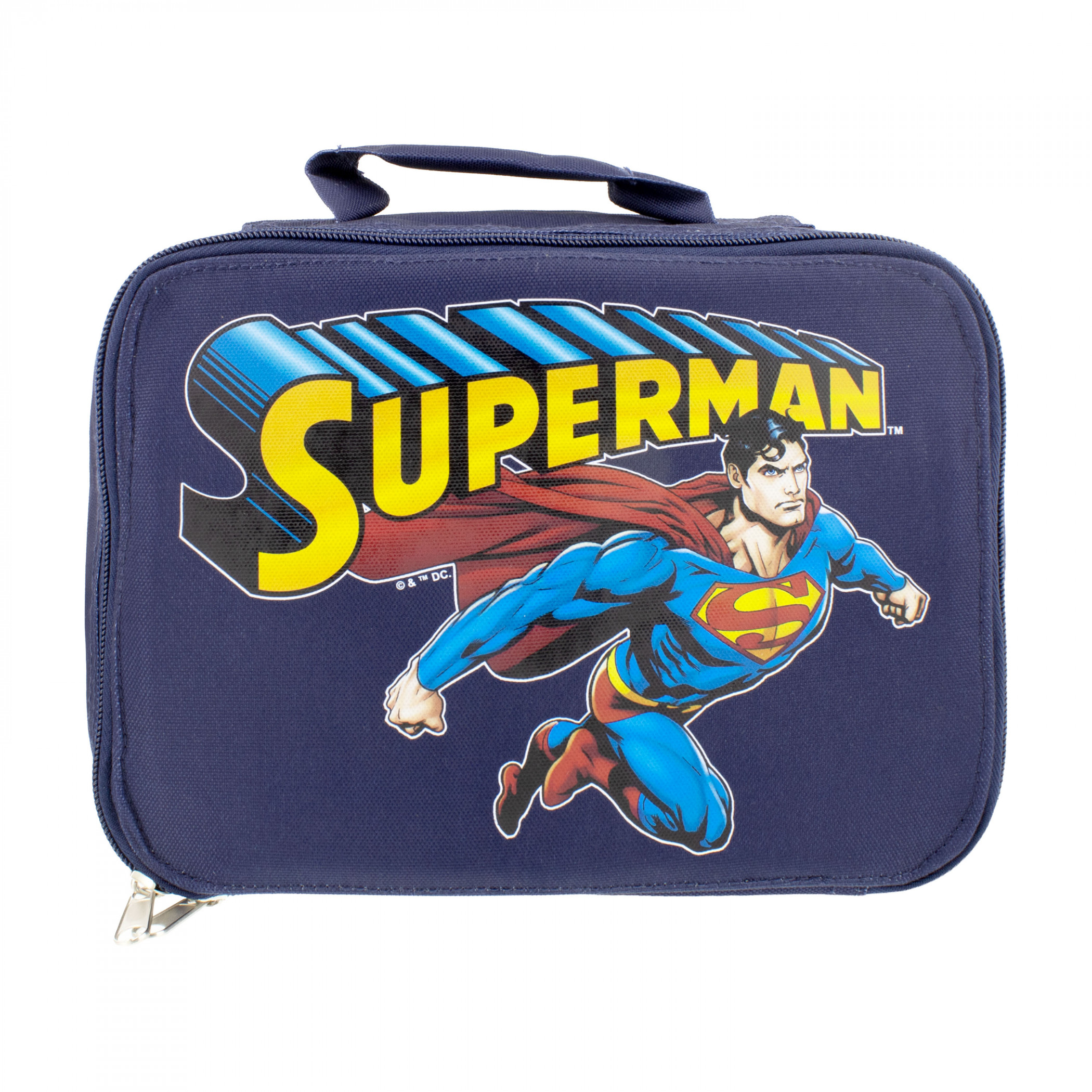 Superman Comic Art Logo Insulated Lunch Box, Black