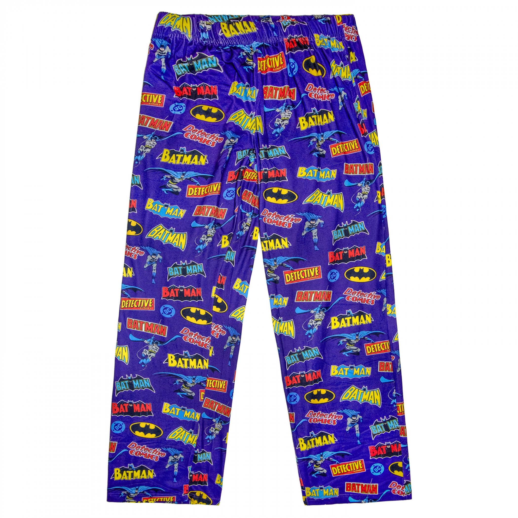 Batman Retro Logos All Over Print Sleep Pants, Multi-Color