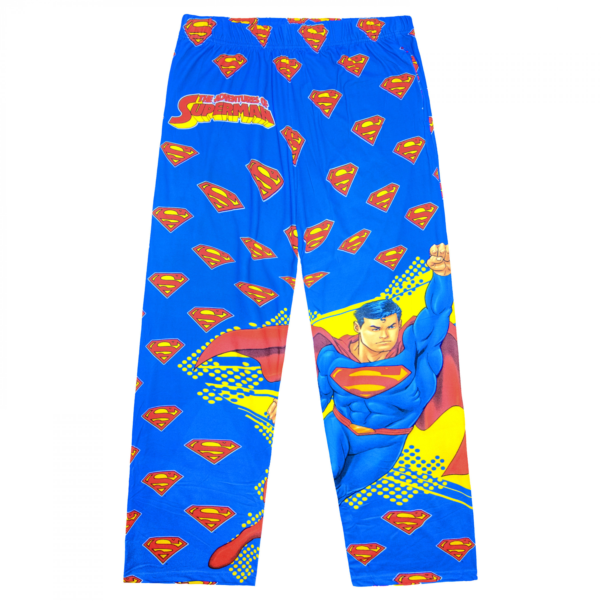Superman Man of Steel with Logo Pattern Sleep Pants, Blue