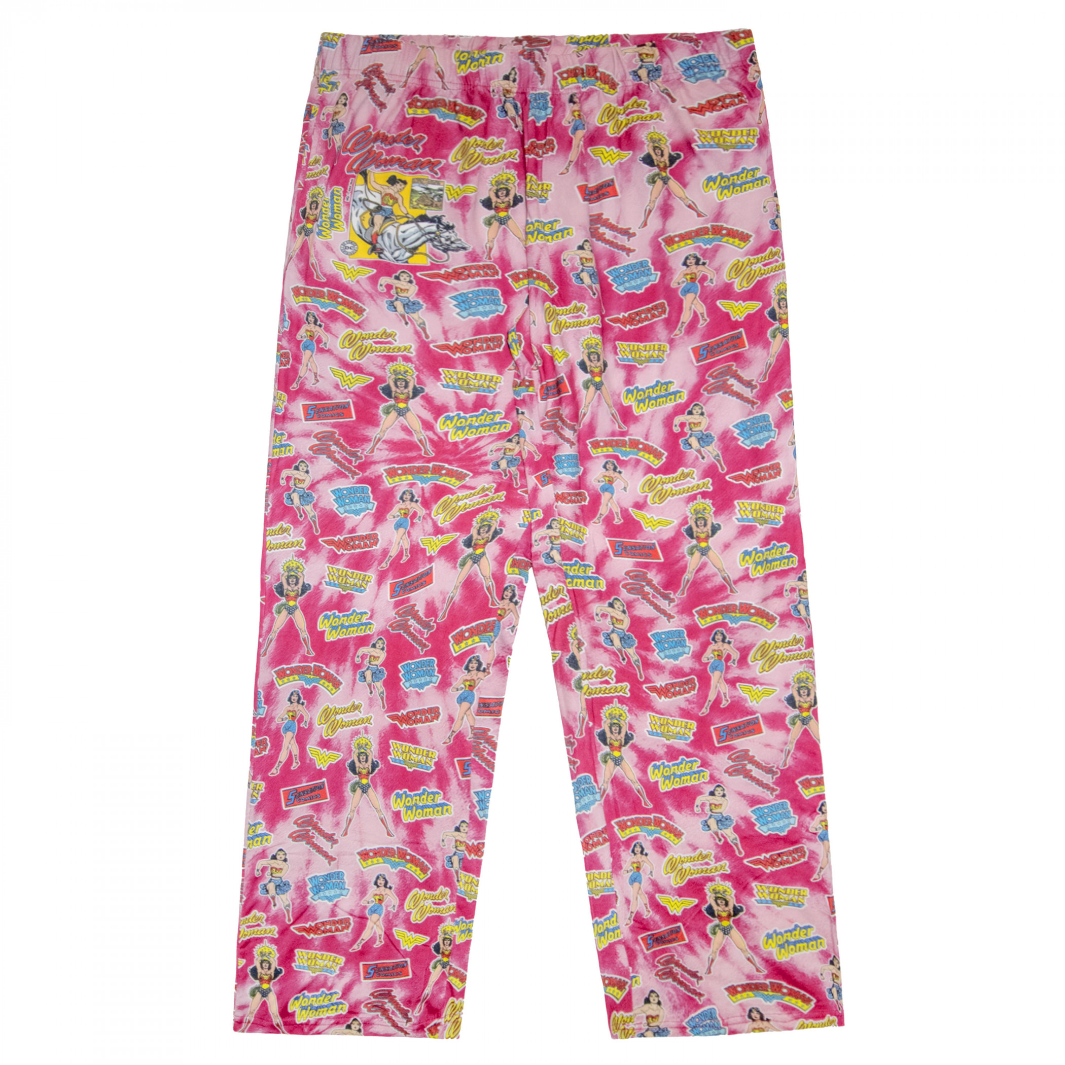 Wonder Woman Pink Logos All Over Print Sleep Pants, Pink