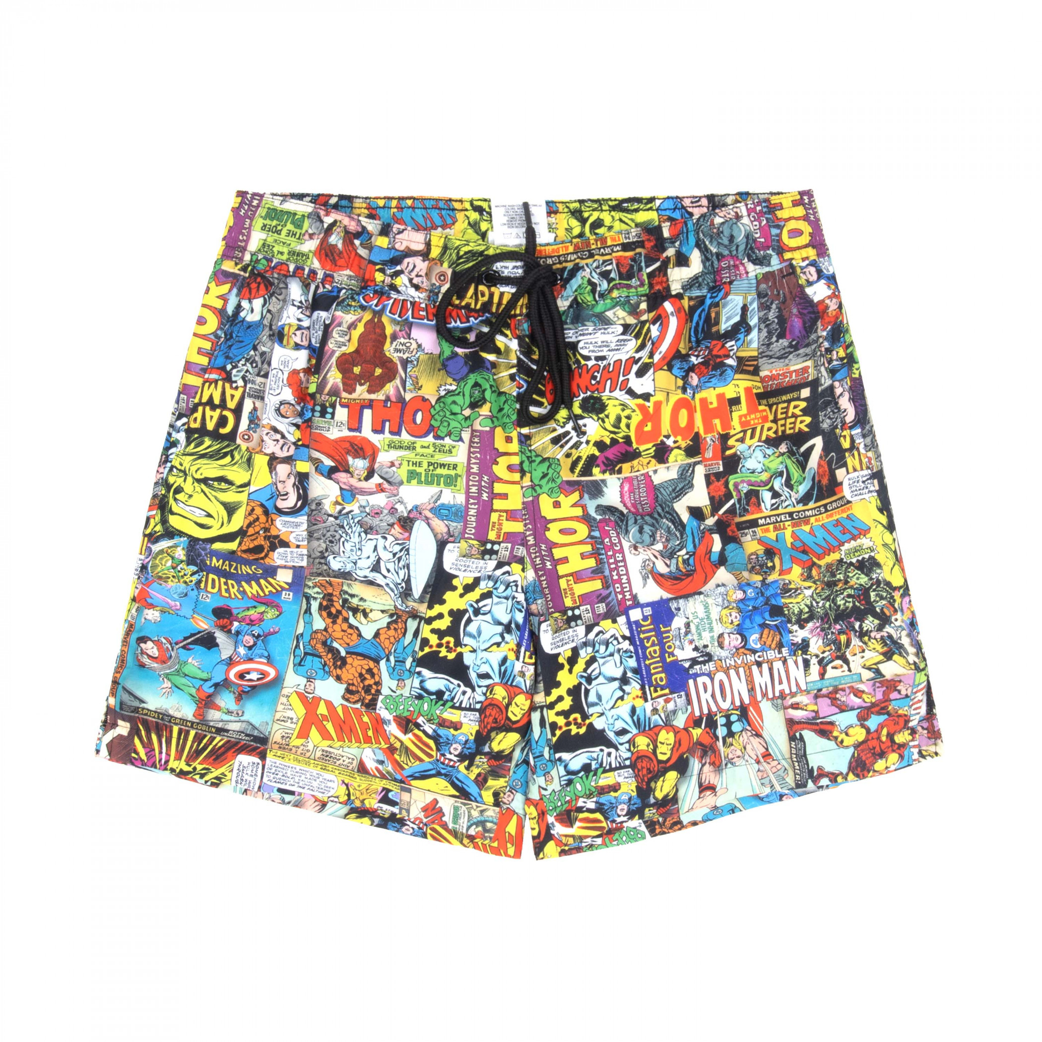The Avengers Comic Cover Collage Swim Board Shorts, Multi-Color
