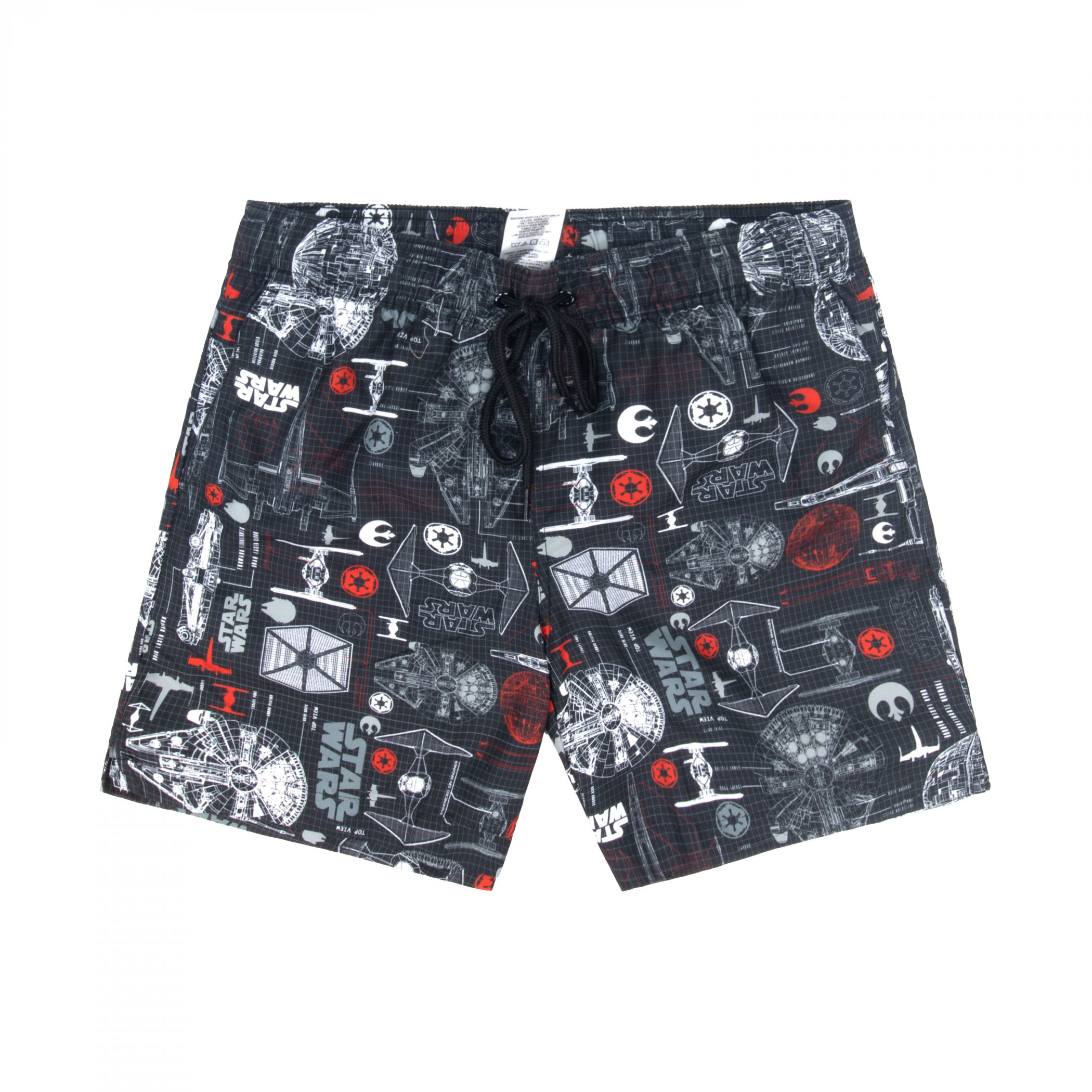 Star Wars Ship Blueprints Swim Board Shorts, Black