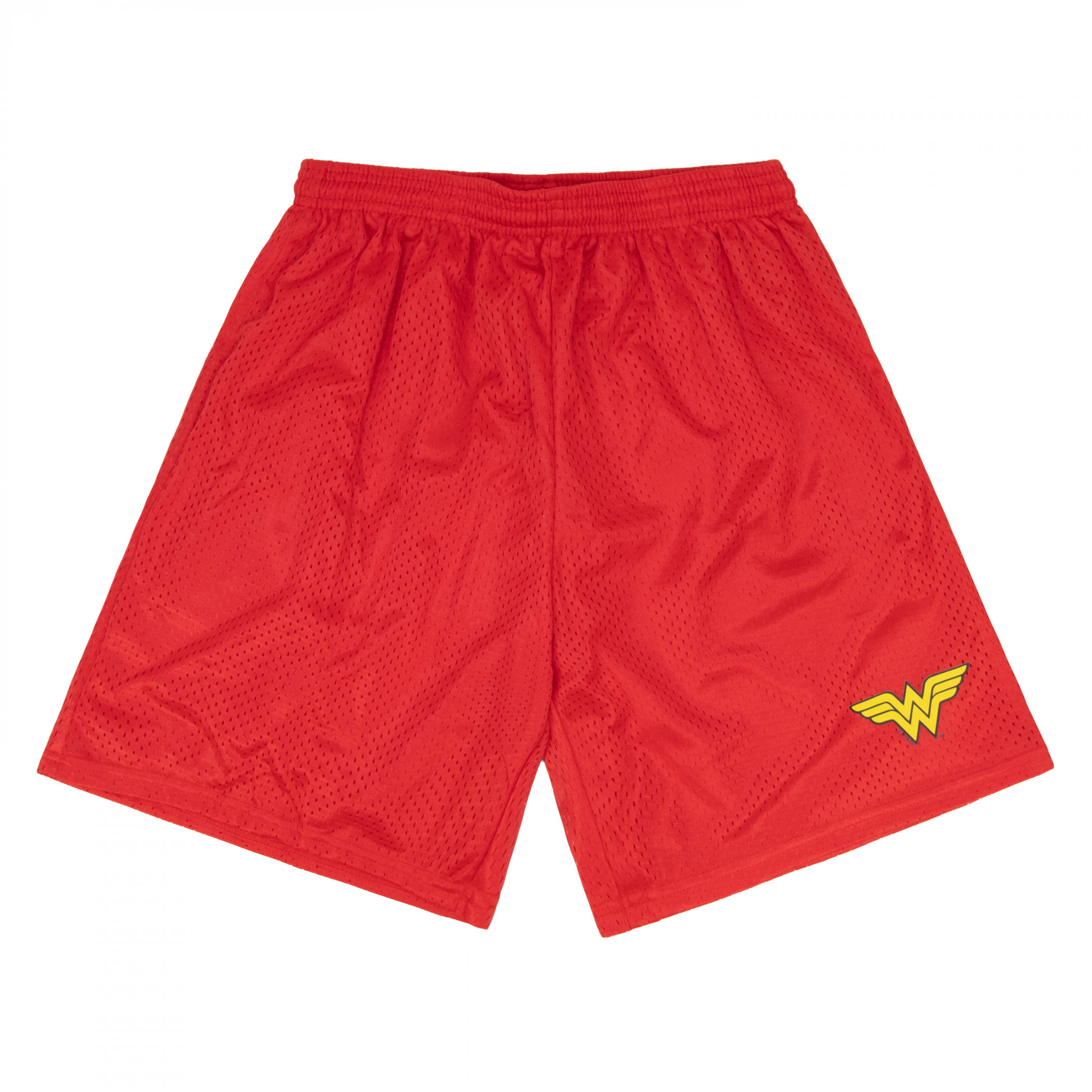 Wonder Woman Logo Men's Mesh Athletic Shorts, Red
