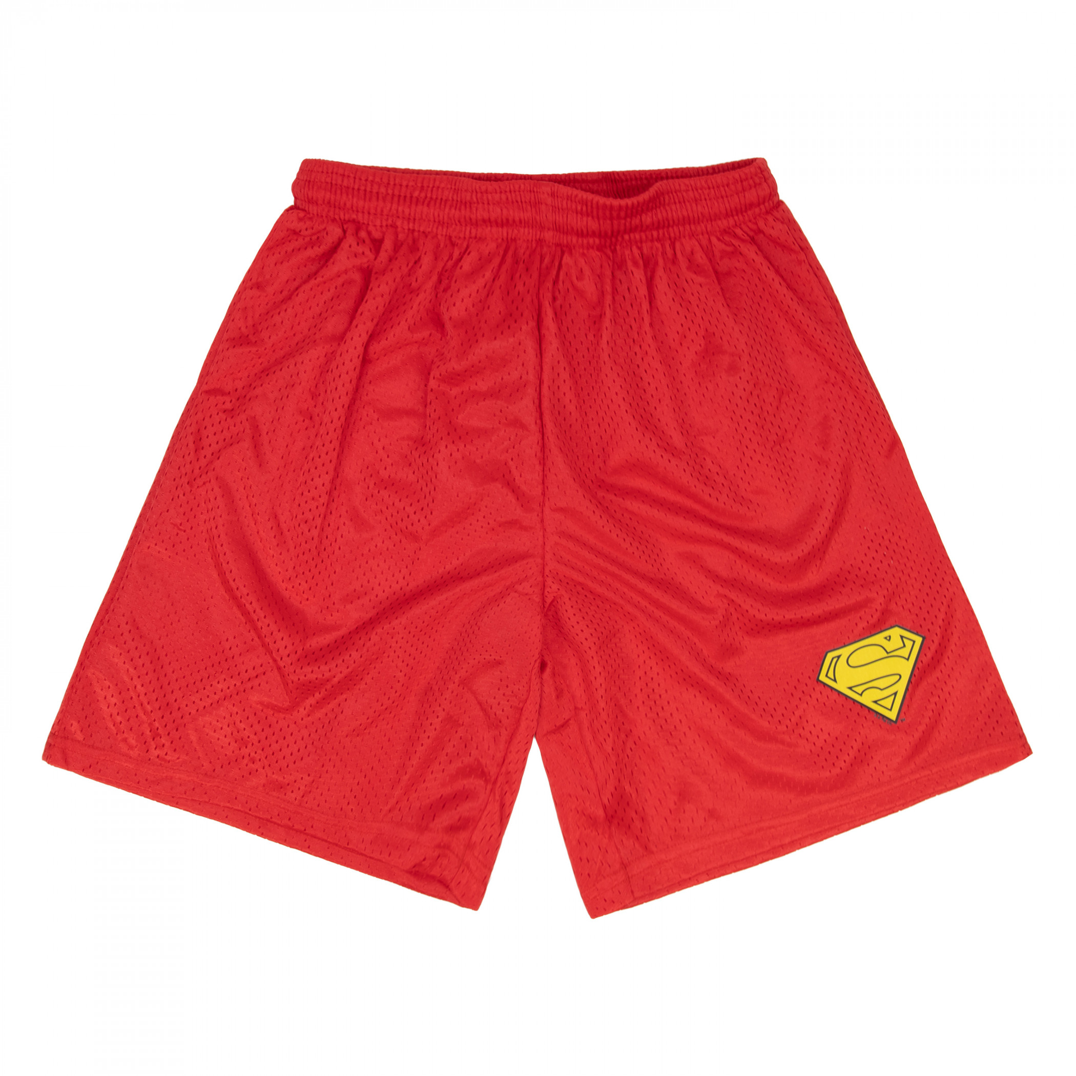 Superman Cape Shield Red Men's Mesh Athletic Shorts, Red