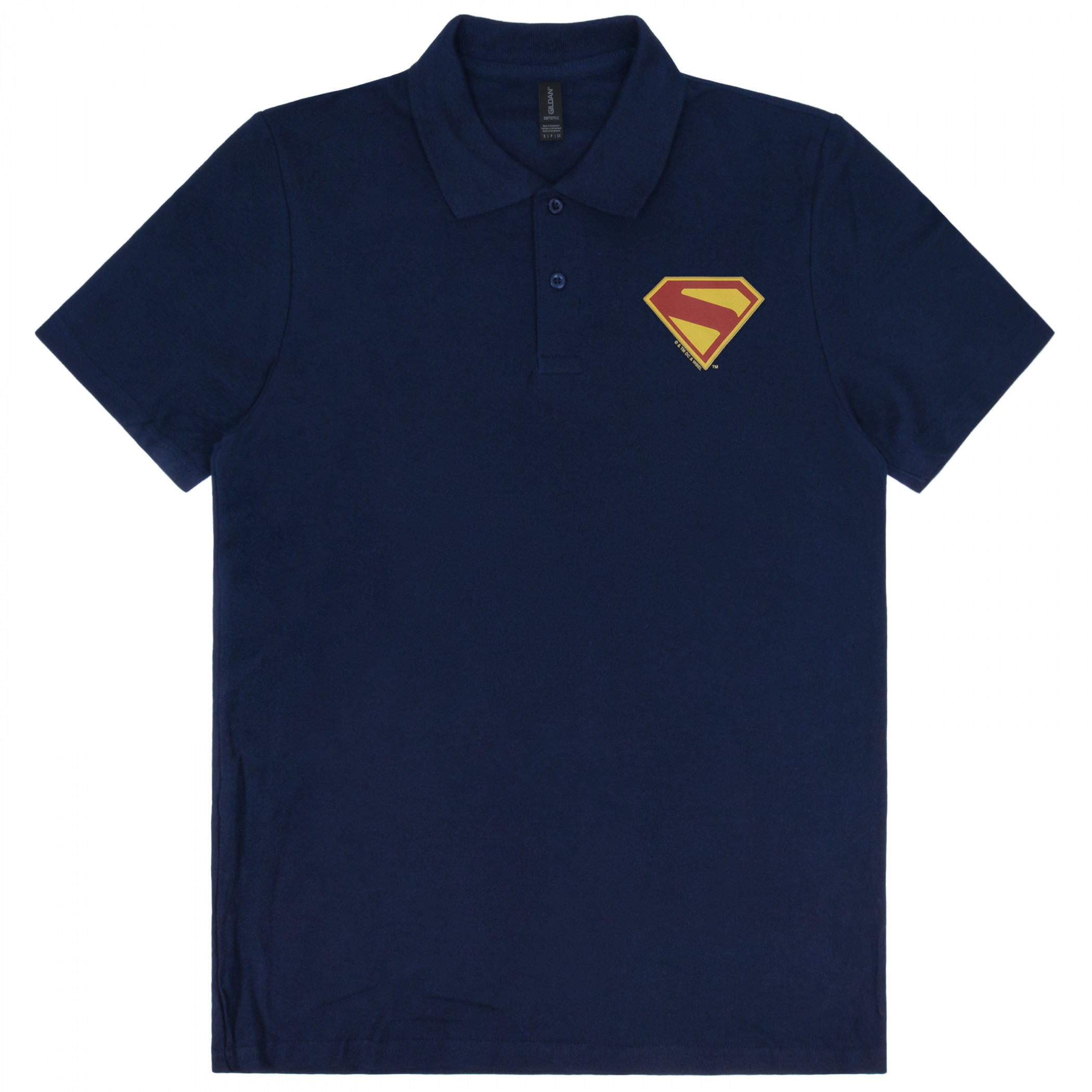 Superman Logo Knit Athletic Men's Polo Shirt, Blue