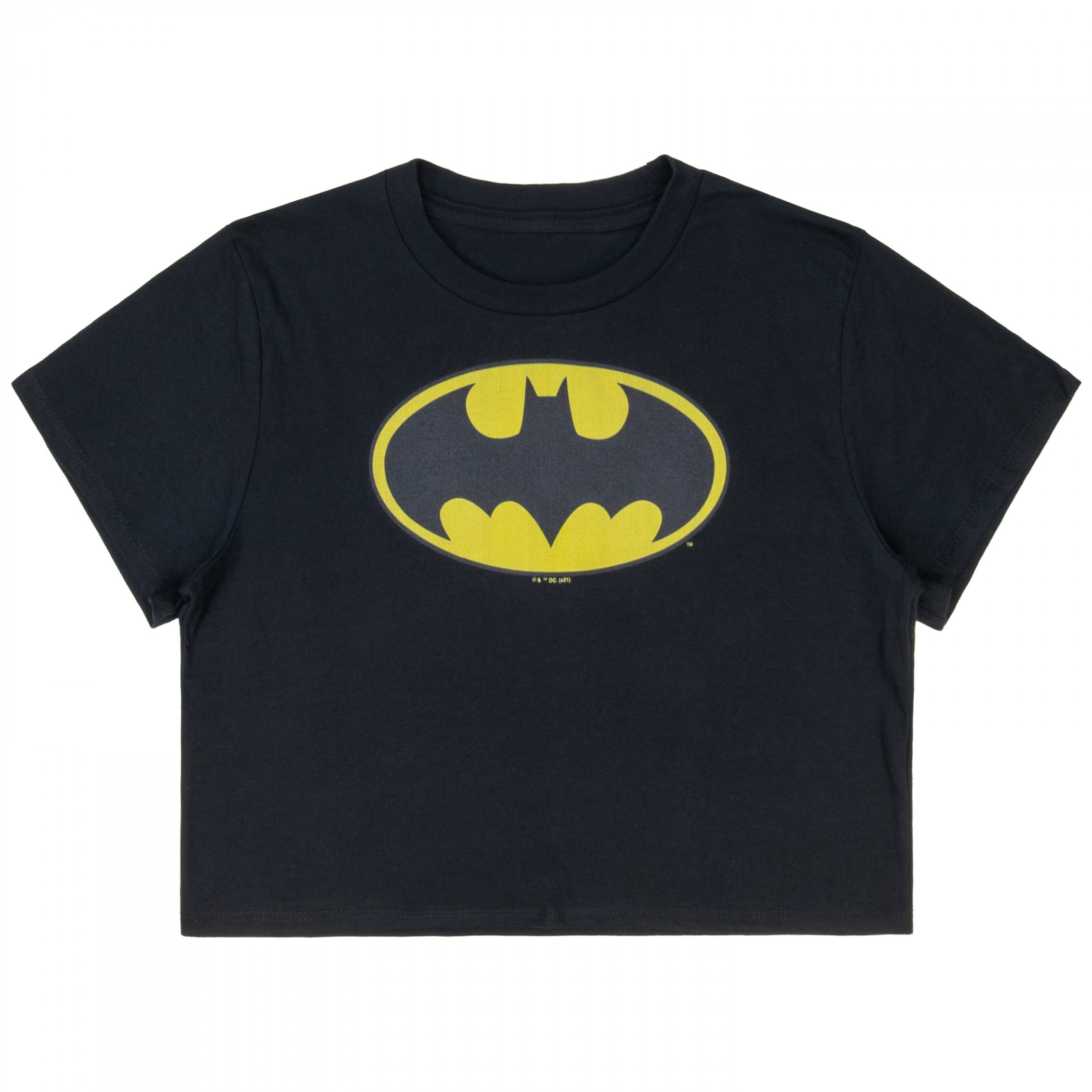 Batman Classic Logo Woman's Crop Top T-Shirt, Black