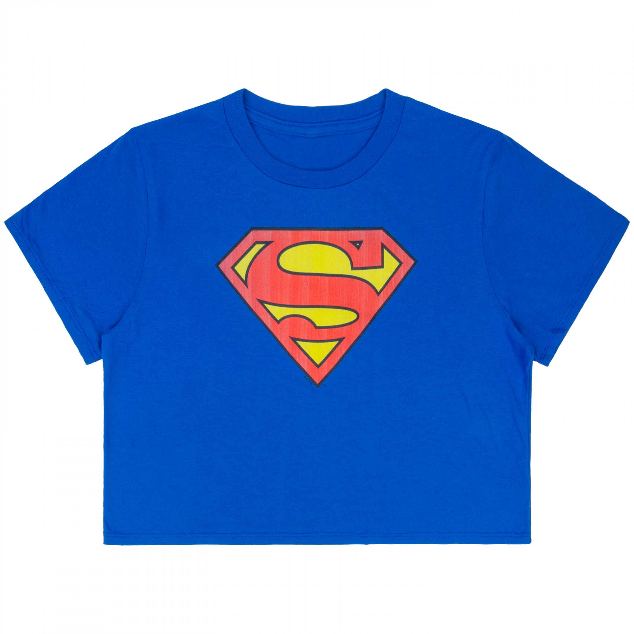 Superman Classic Logo Royal Blue Woman's Crop Top T-Shirt, Blue