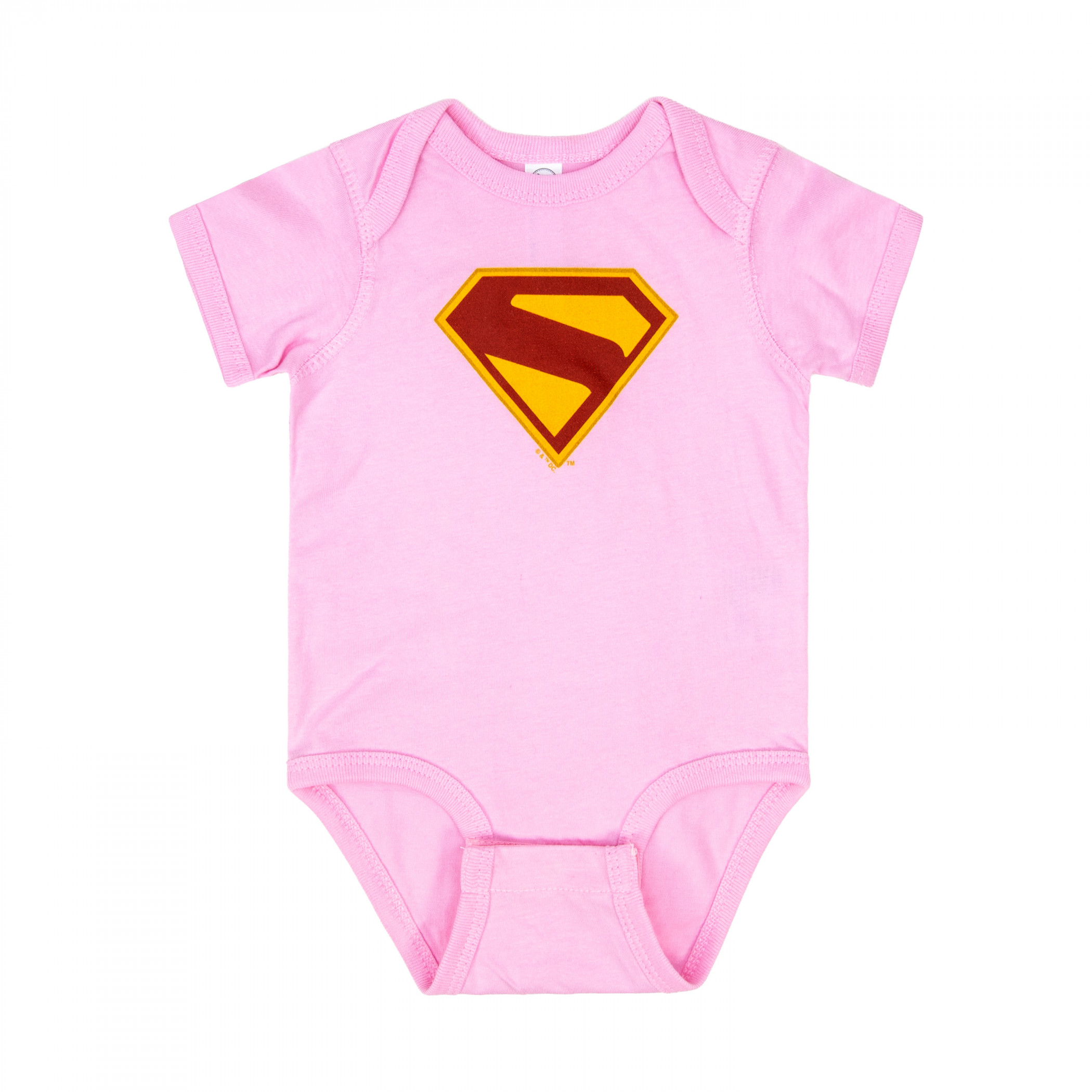 Superman Logo Pink Snap Infant Bodysuit, Pink