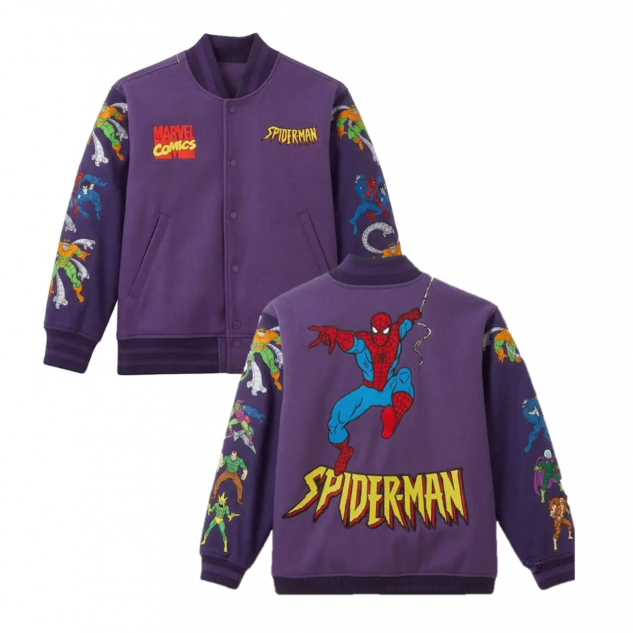 Spider-Man Embroidered 90's Varsity Jacket, Multi-Color