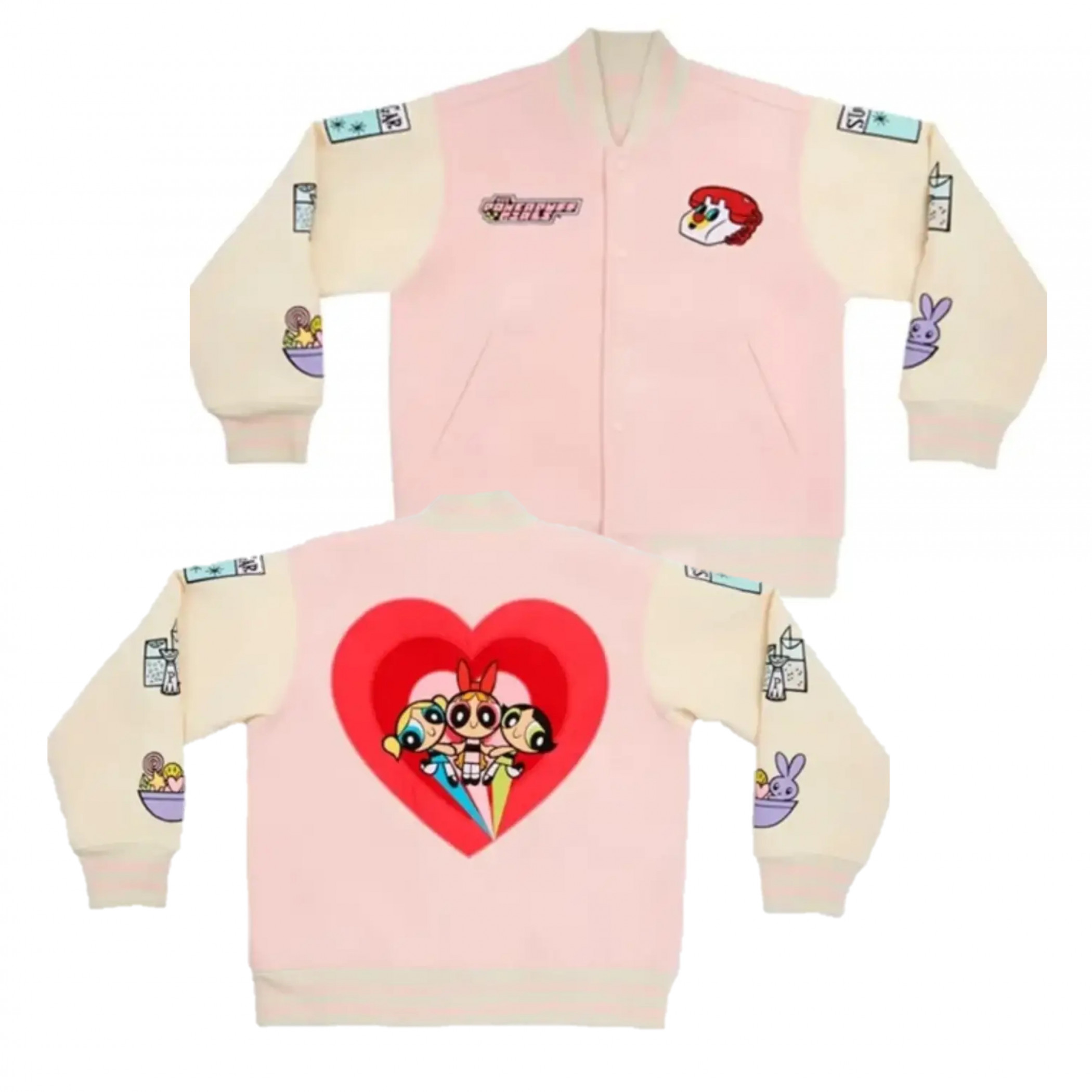 Powerpuff Girls Embroidered Varsity Jacket, Multi-Color