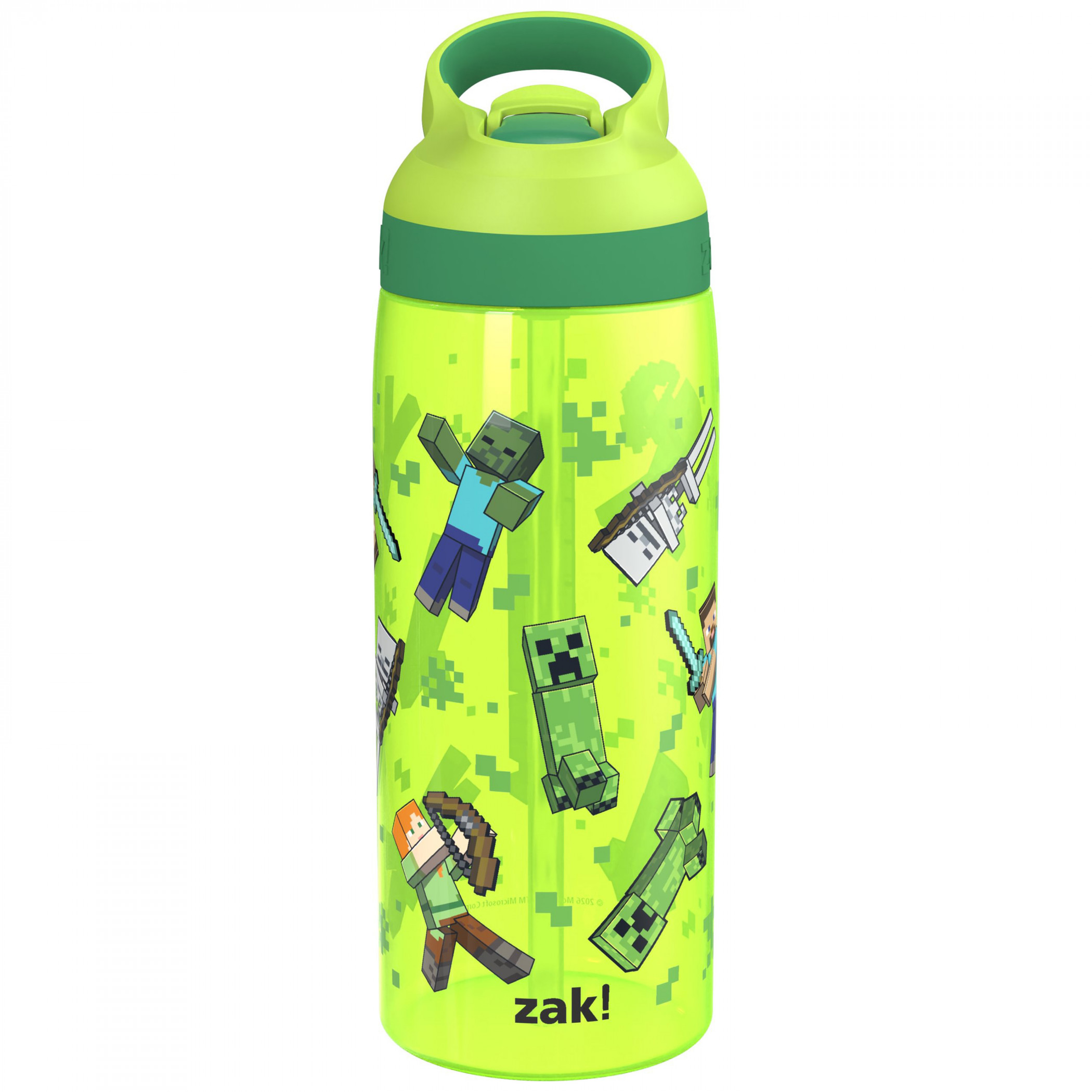 Minecraft Mob Pattern 25oz Reusable Plastic Water Bottle, Green