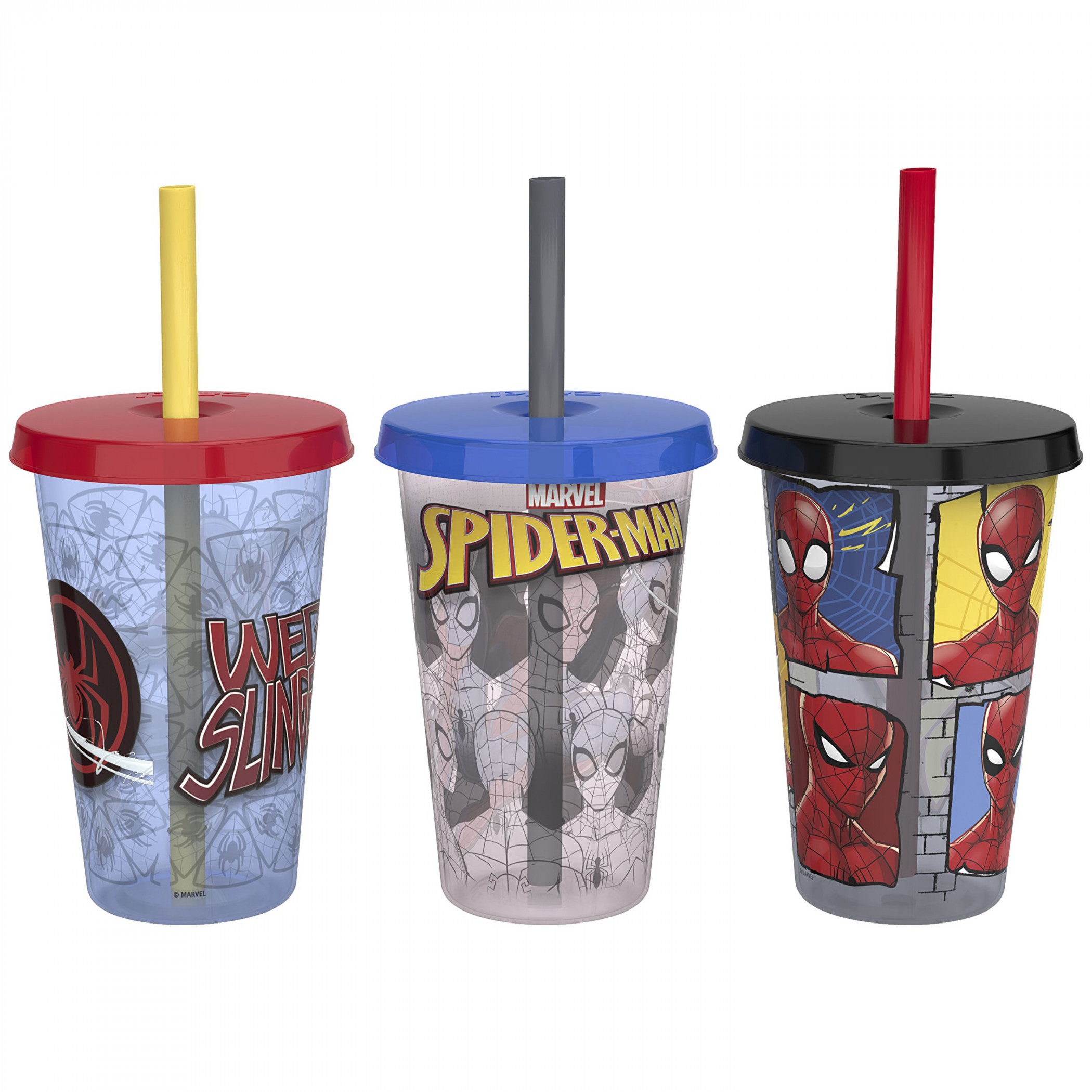 Spider-Man Expression Panels 16.5oz Color Changing Water Bottle with Straw, Red