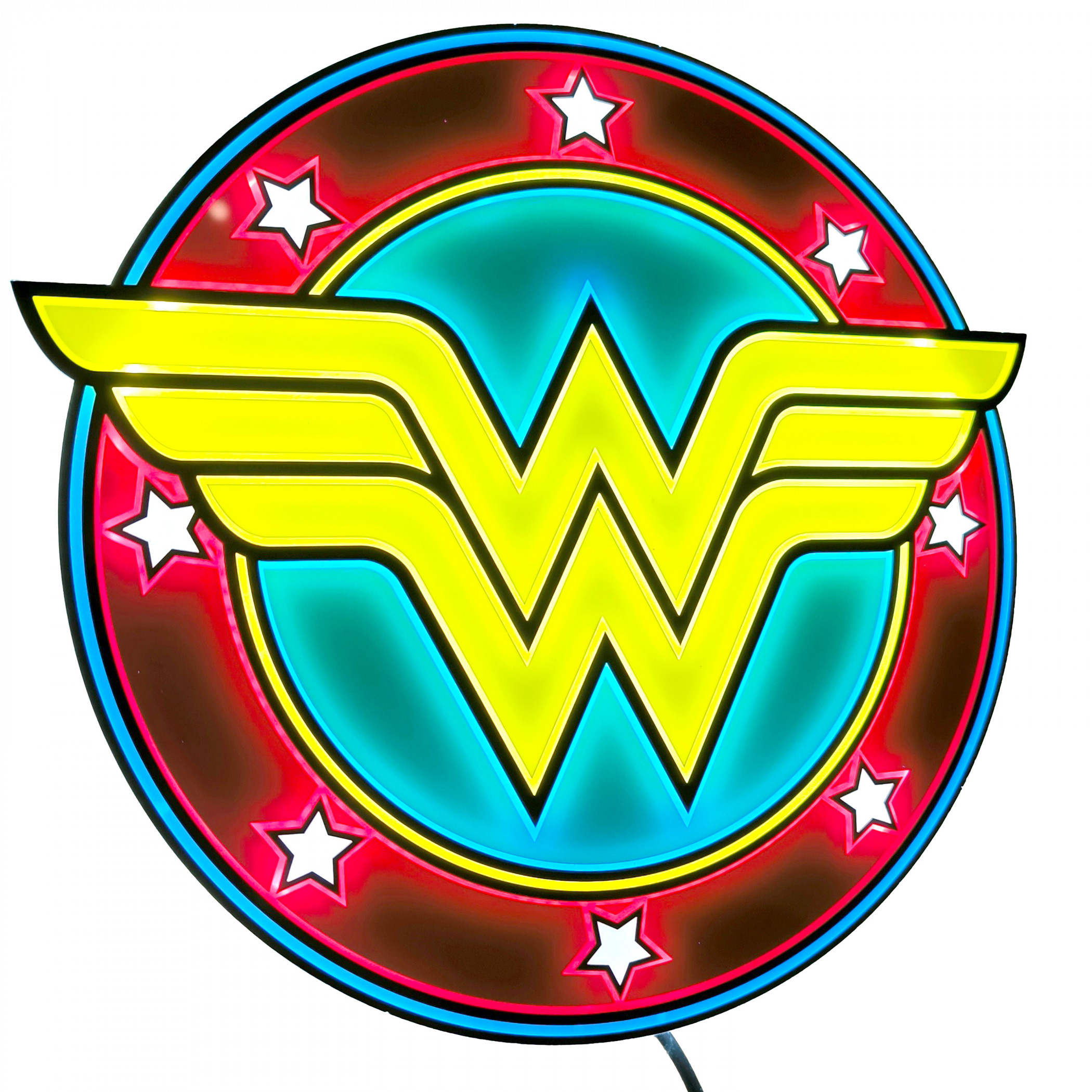Wonder Woman Logo Table Lamp Or Mountable Wall Art With Dimmer, Multi-Color