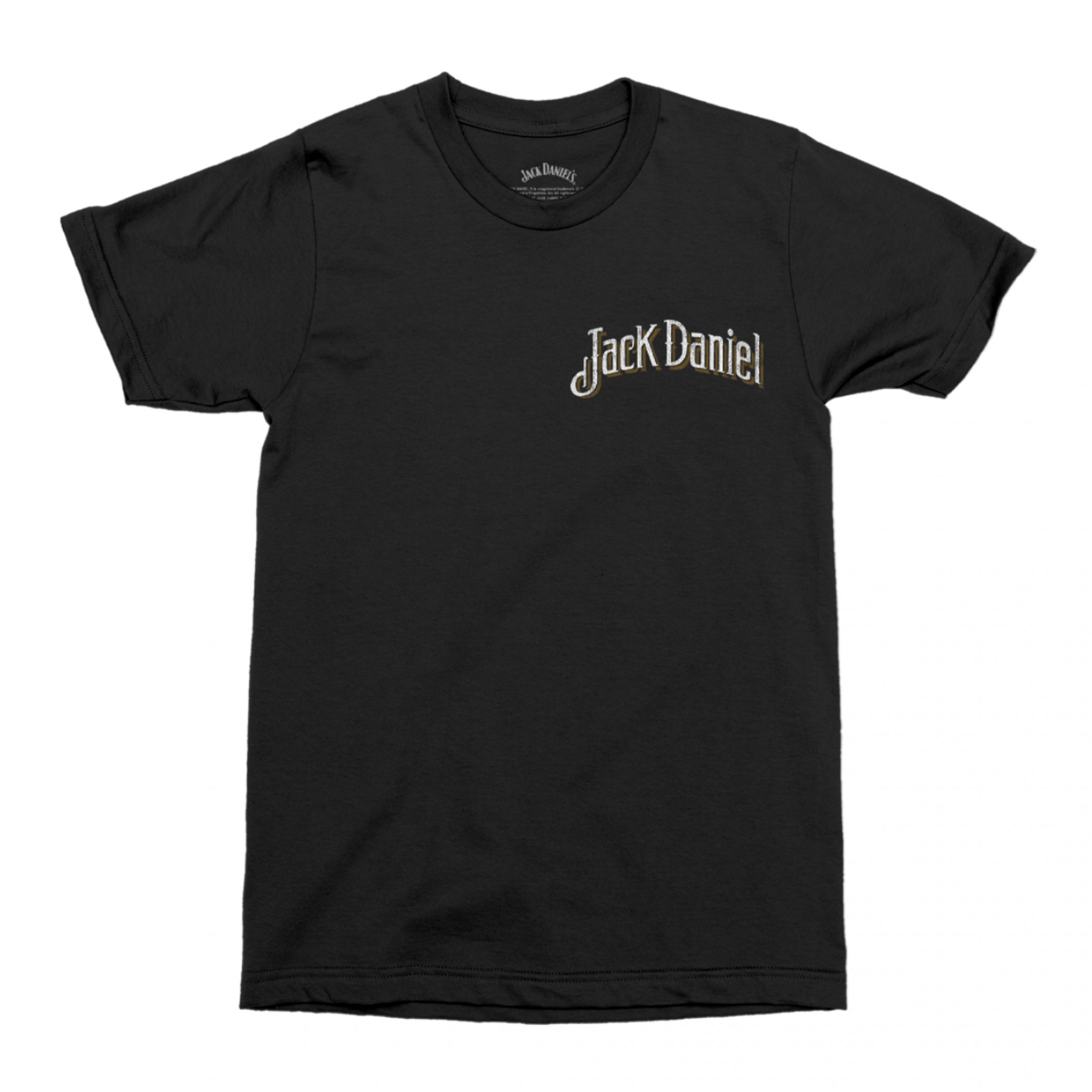 Jack Daniels Vintage Old No. 7 Label Distressed Front & Back Print T-Shirt