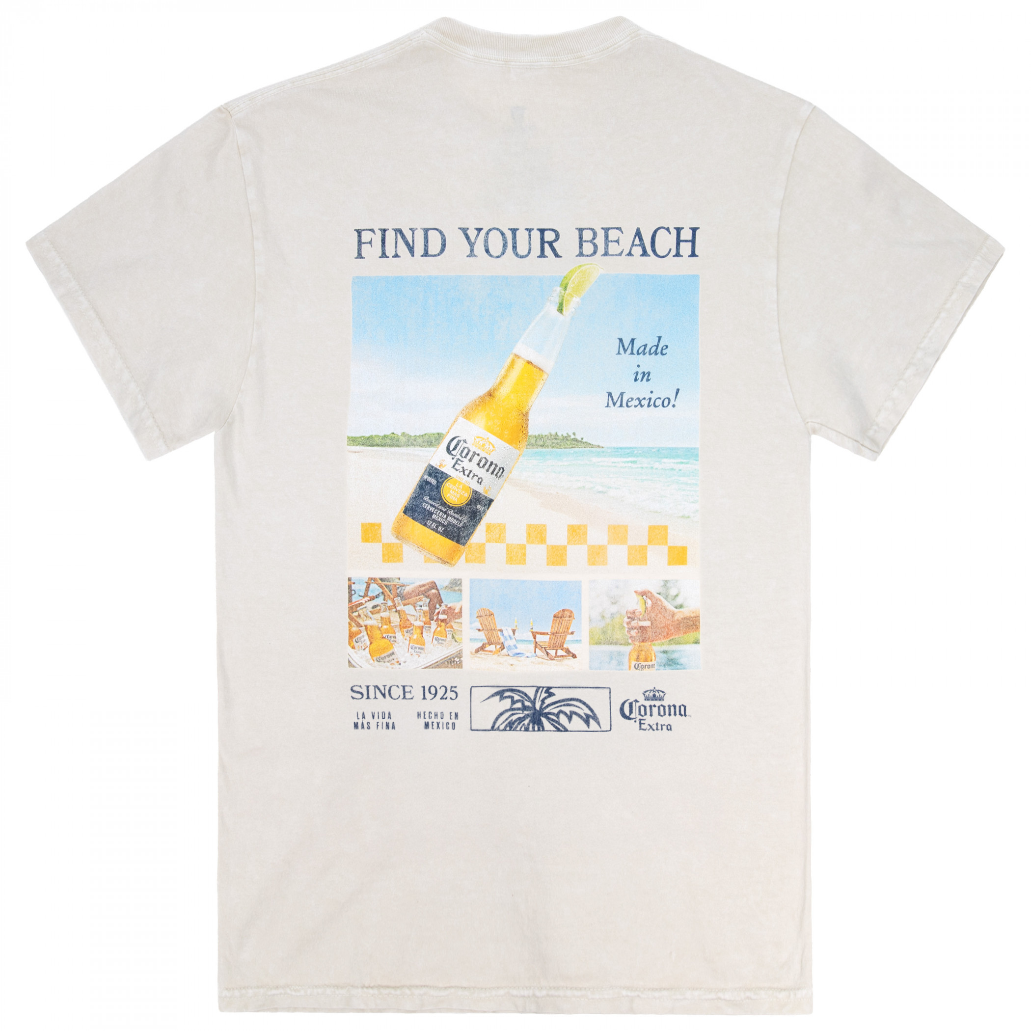 Corona Find Your Beach Montage Front Back Print T-Shirt
