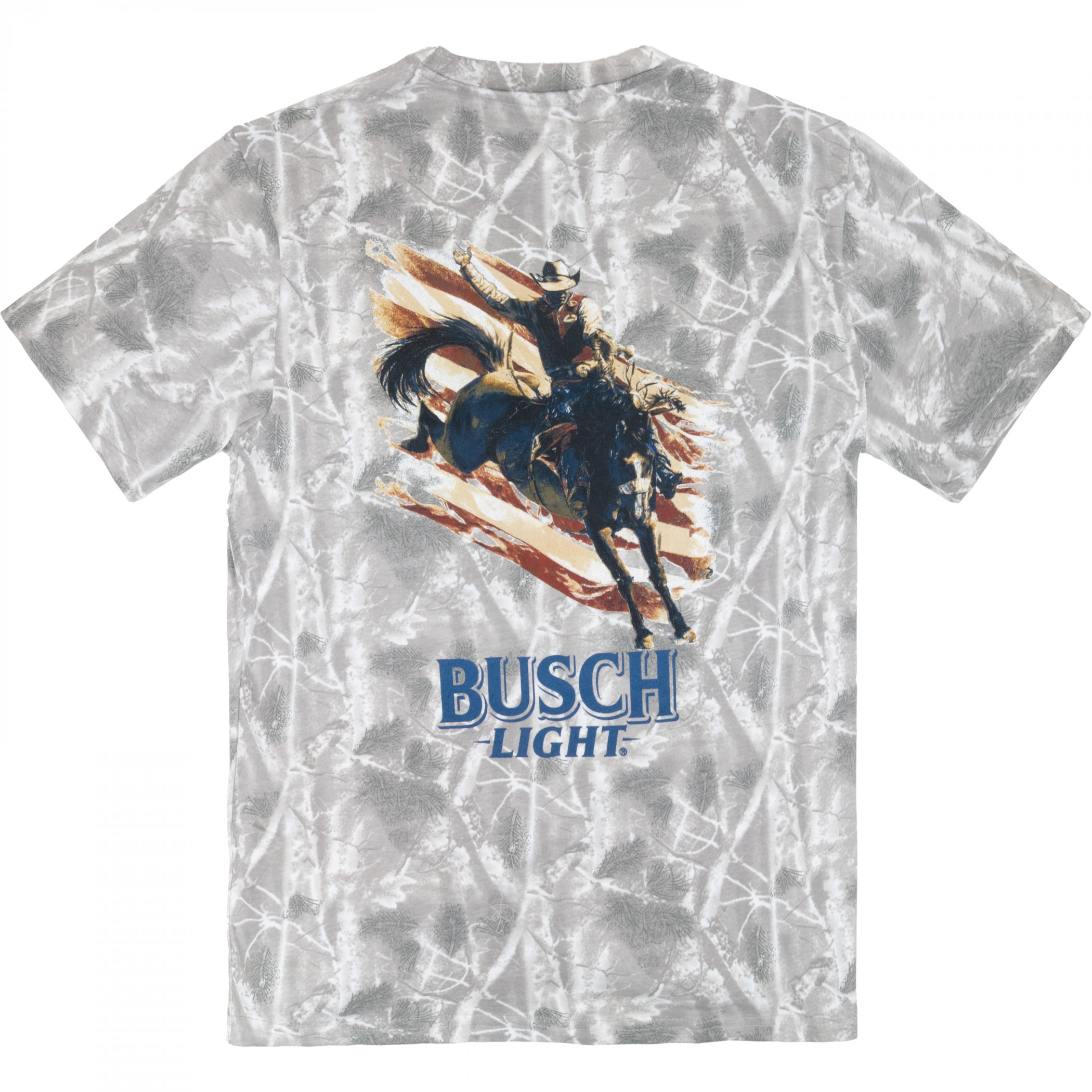 Busch Light American Rodeo Camo Front and Back Print T-Shirt