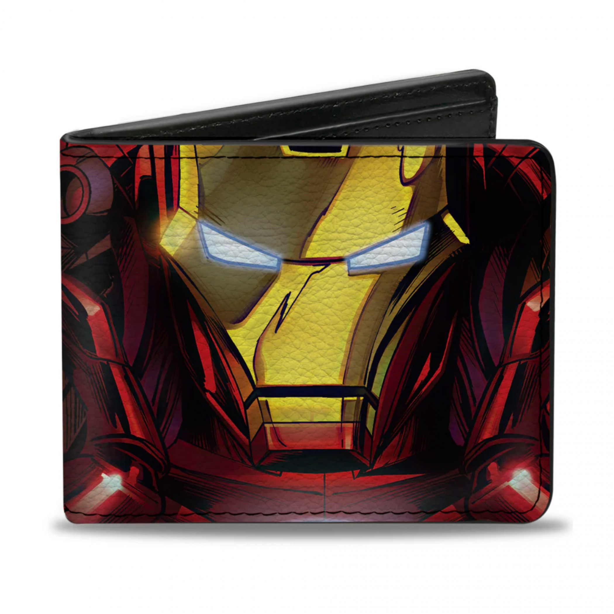Iron Man Face and Chest Arc Reactor Close-Up Bi-Fold Wallet, Multi-Color