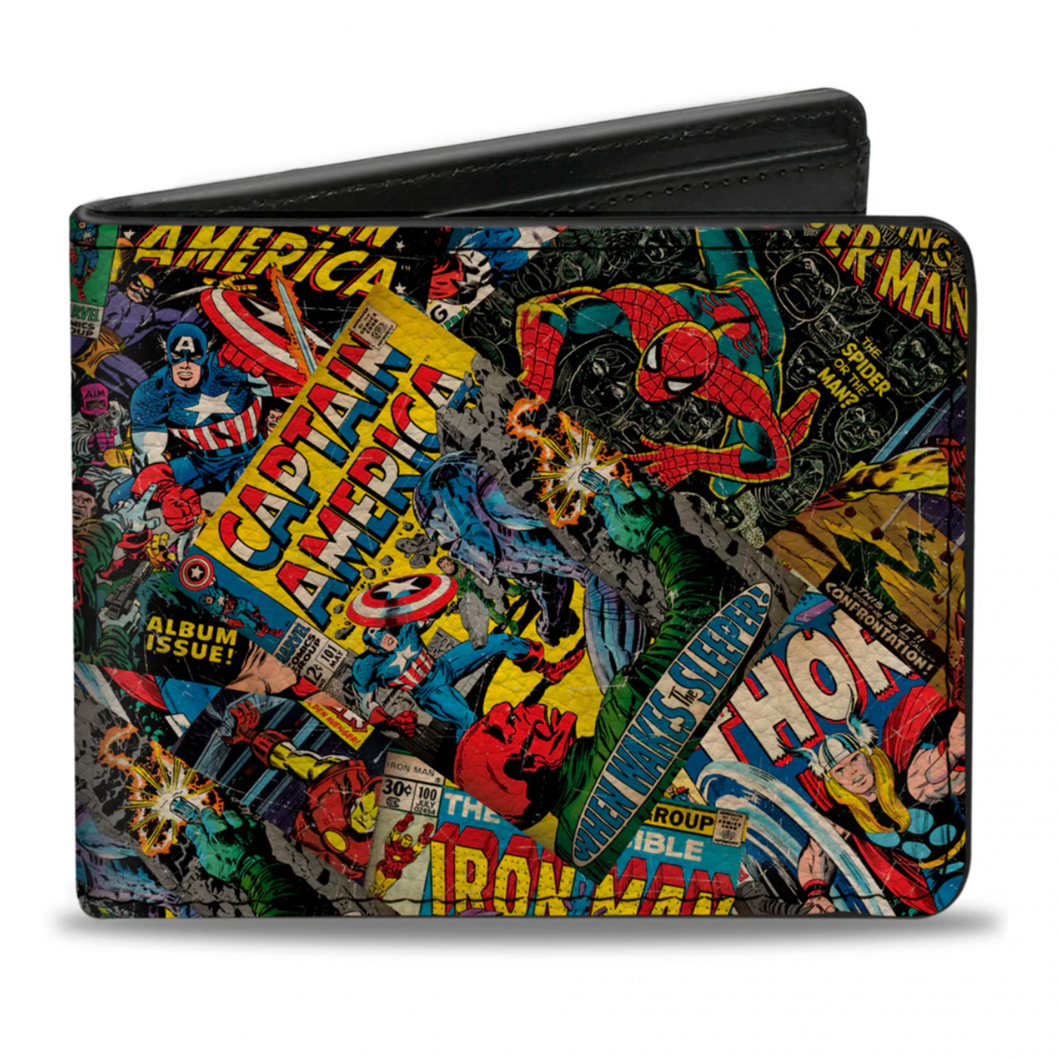 Marvel Universe Retro Comic Books Stacked Bi-Fold Wallet, Multi-Color