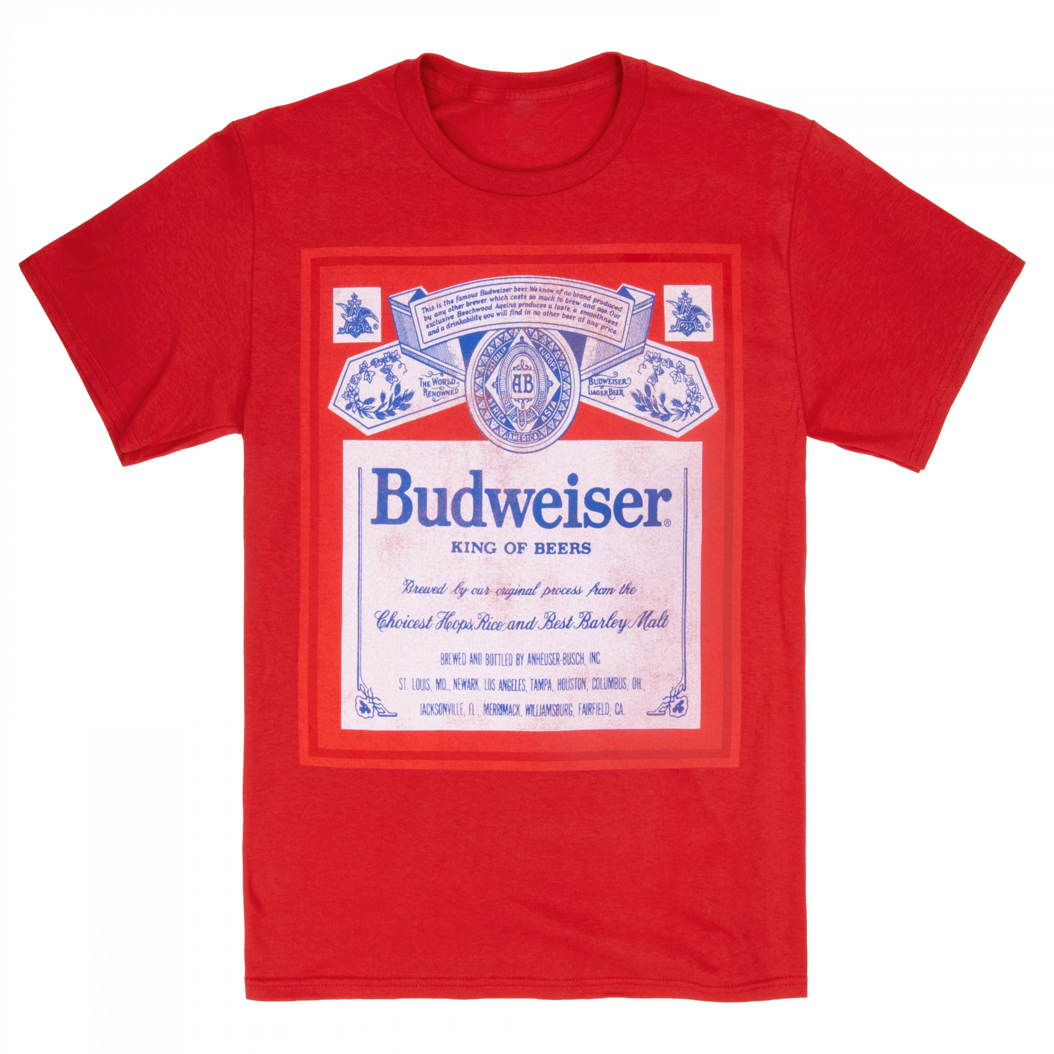 Budweiser King of Beers Vintage Label Red T-Shirt