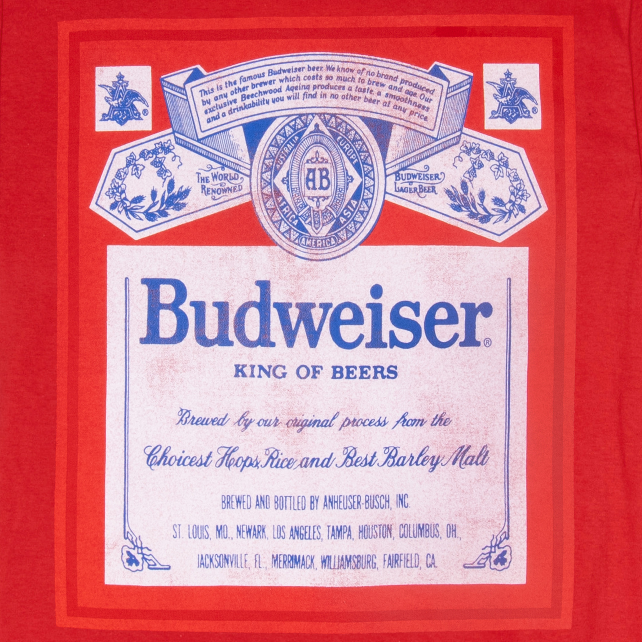 Budweiser King of Beers Vintage Label Red T-Shirt