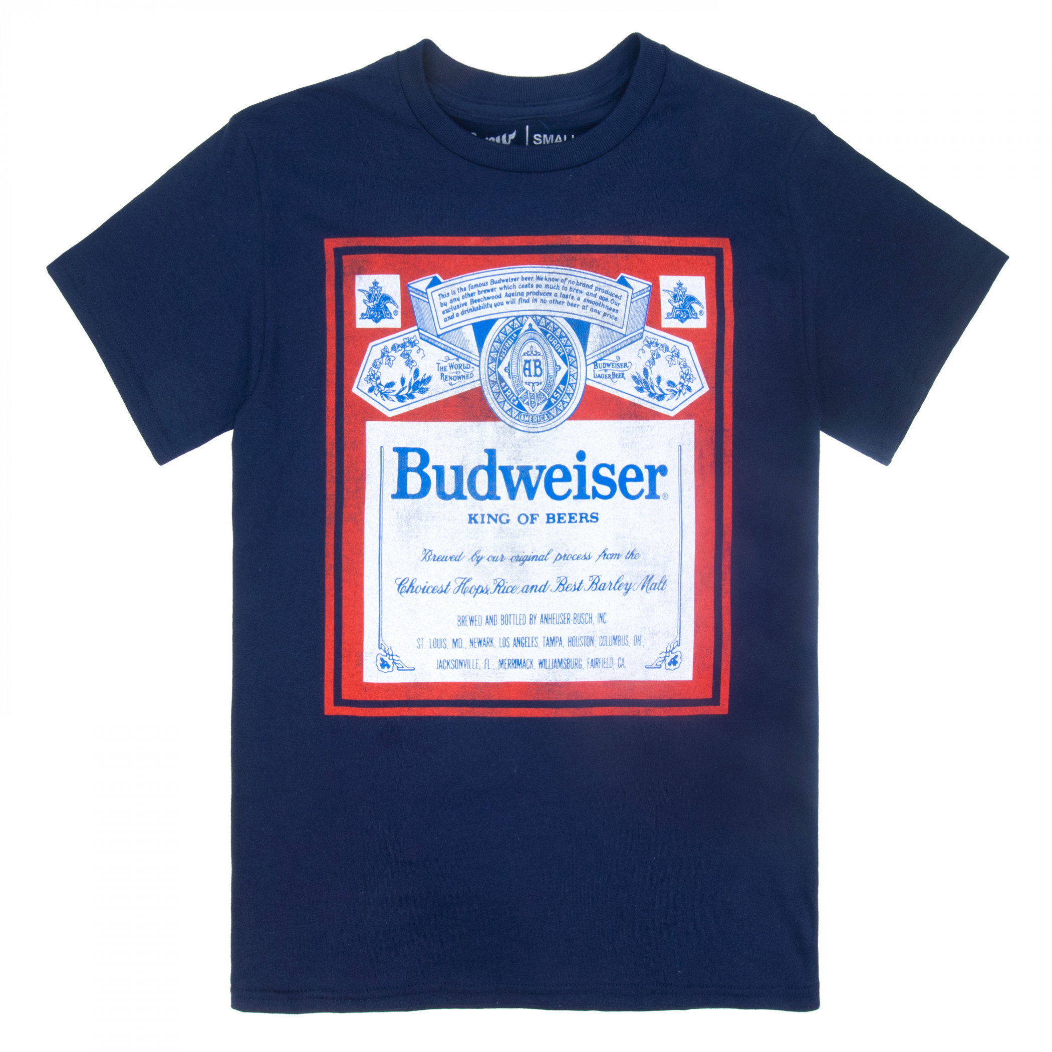 Budweiser King of Beers Vintage Label Navy T-Shirt
