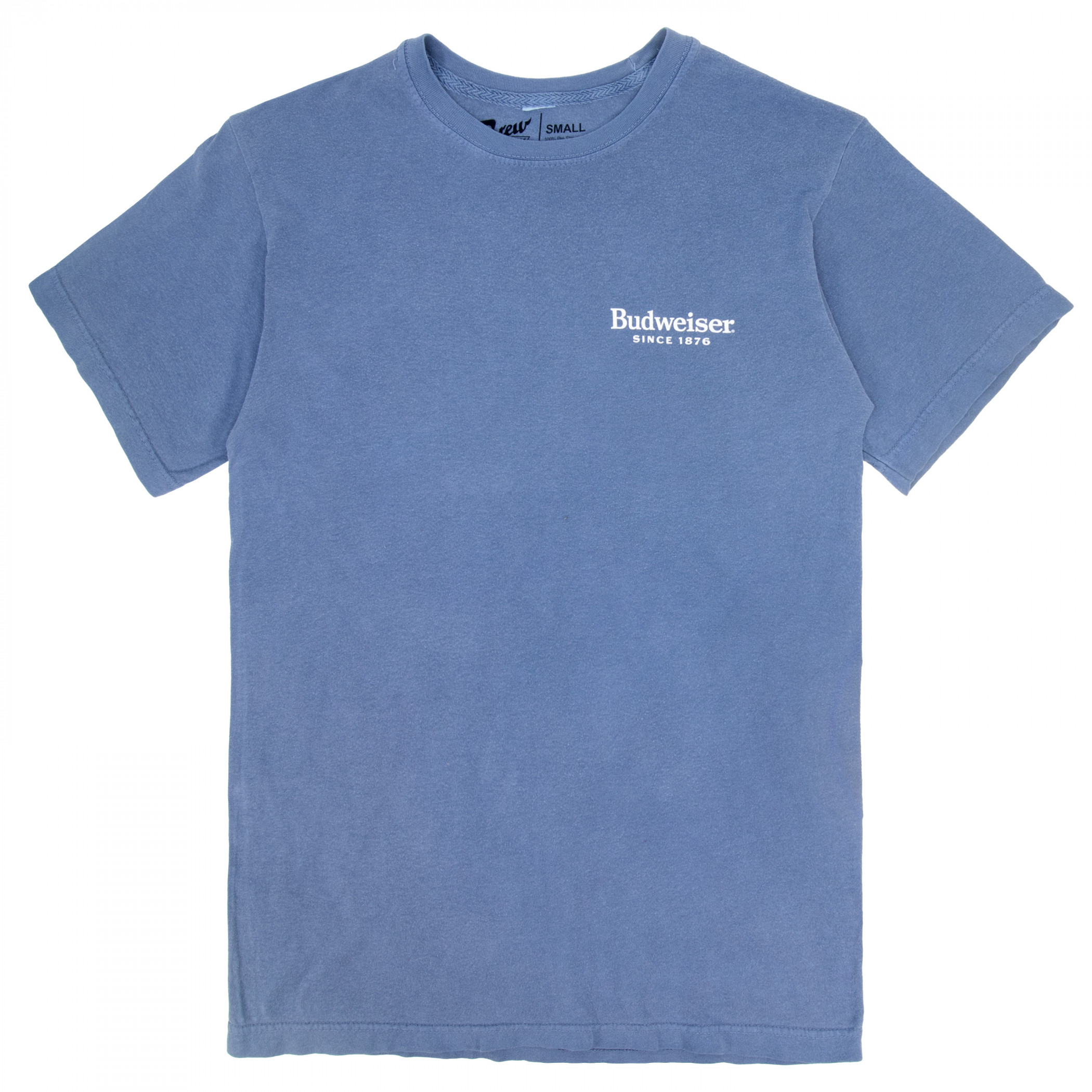 Budweiser 150 Years Label Blue Colorway Premium Mineral Wash Front & Back Print T-Shirt