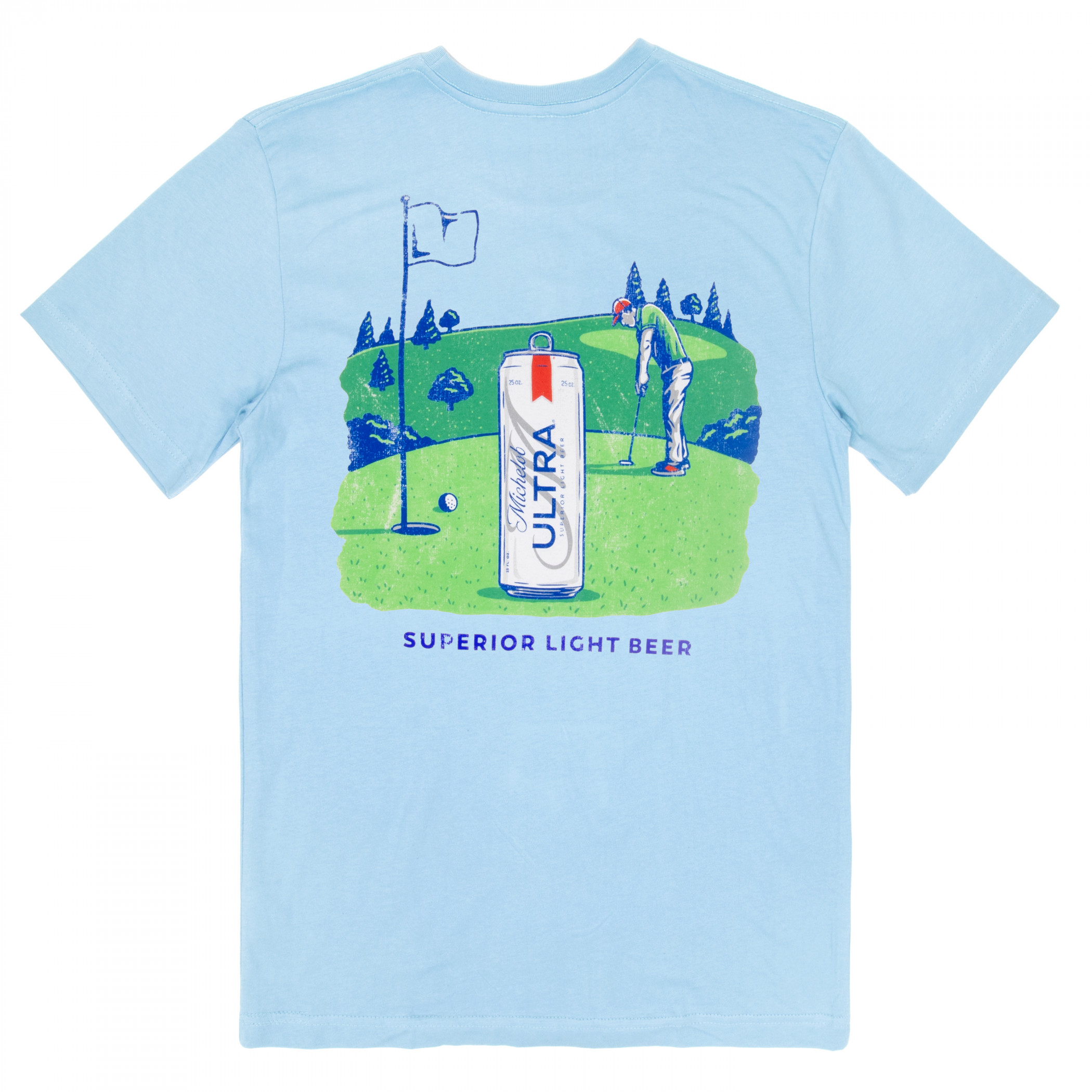 Michelob Ultra Green Fields Golfing Blue Colorway Front & Back T-Shirt