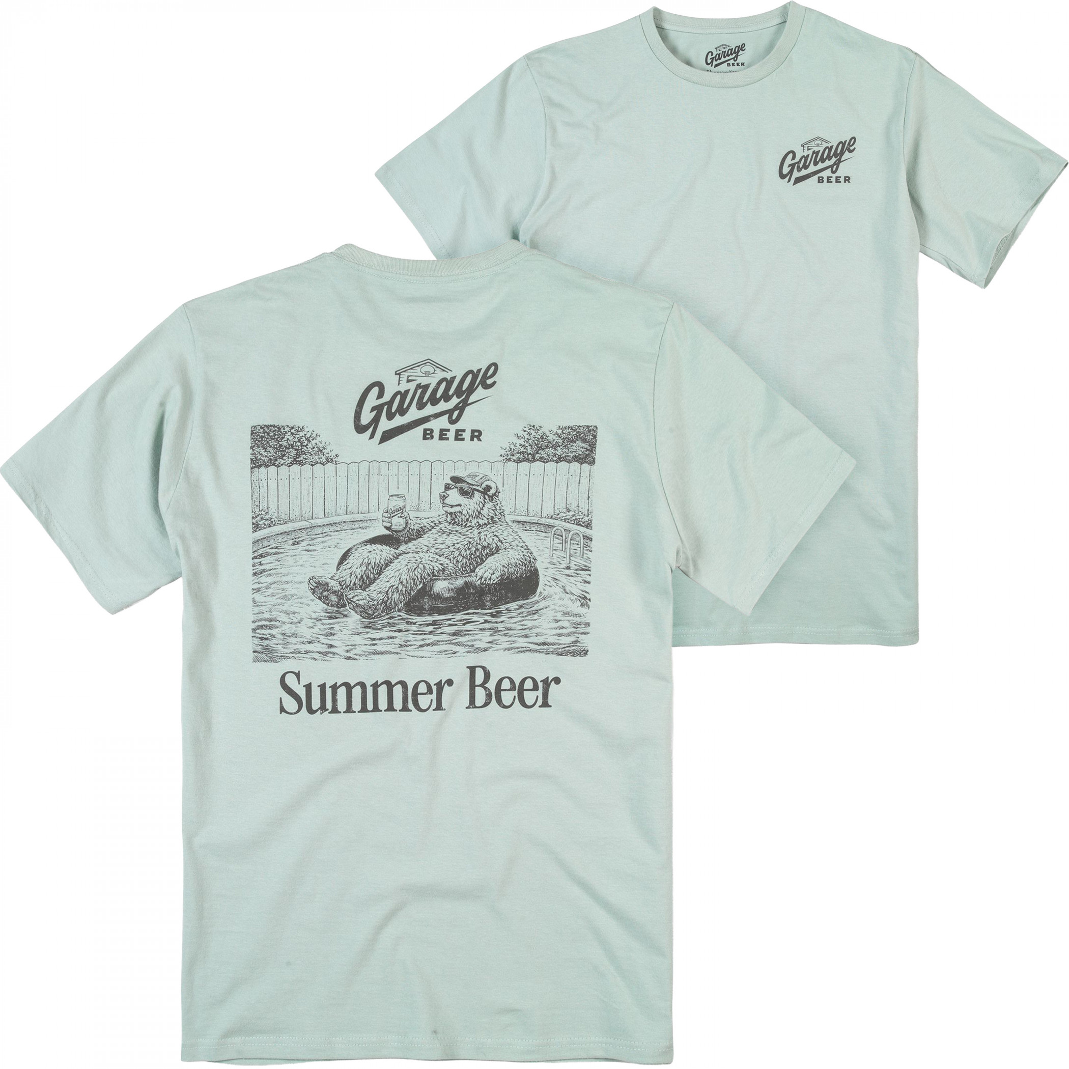 Garage Beer - Summer Beer Seafoam Front and Back Print Premium T-Shirt