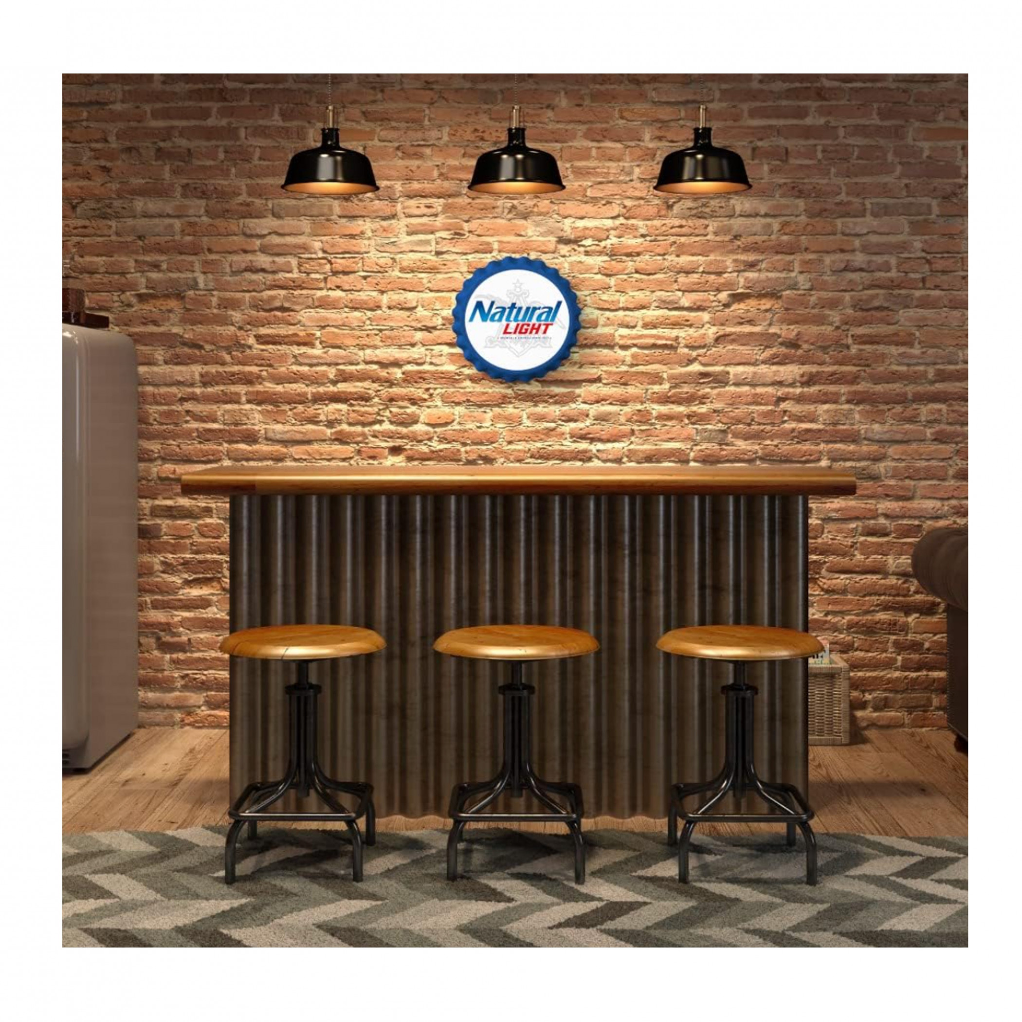 Natural Light 18' Bottle Cap Tin Sign