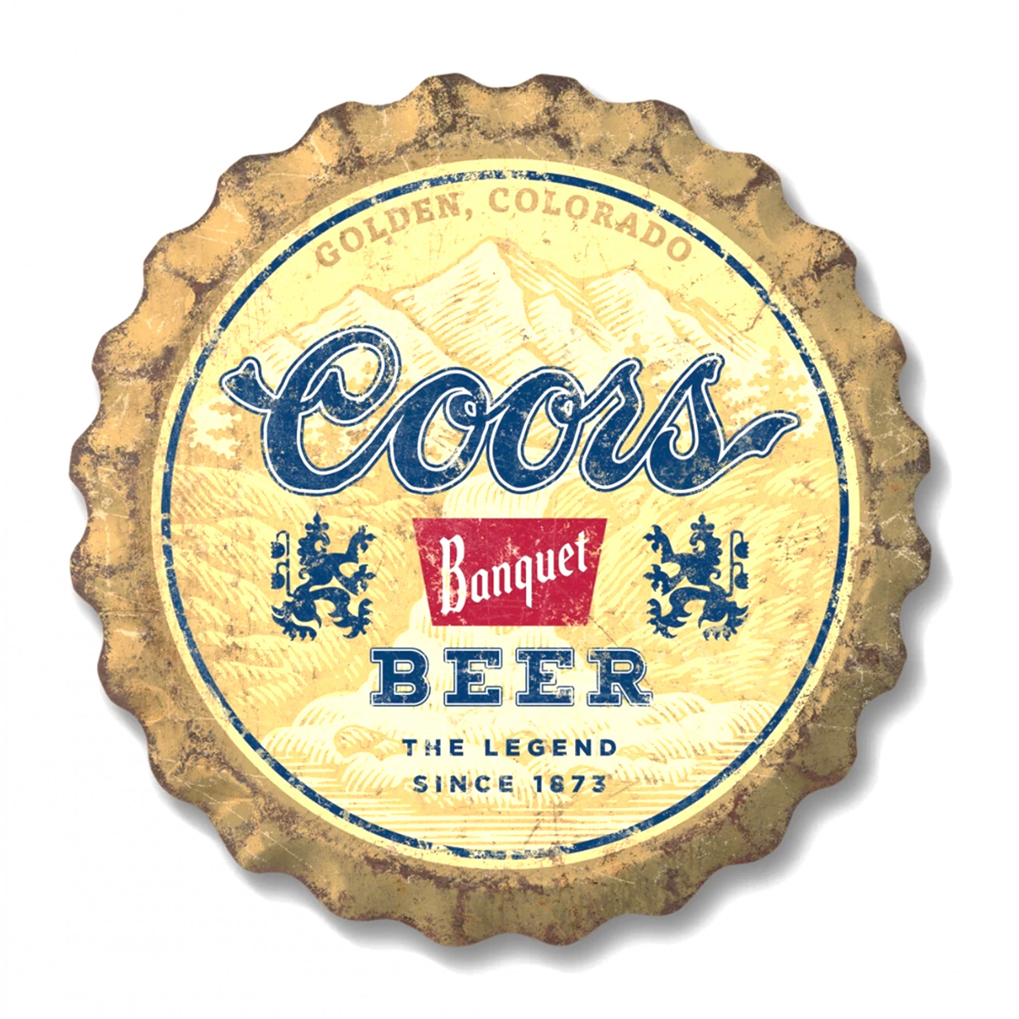 Coors Banquet Weathered 18' Bottle Cap Tin Sign