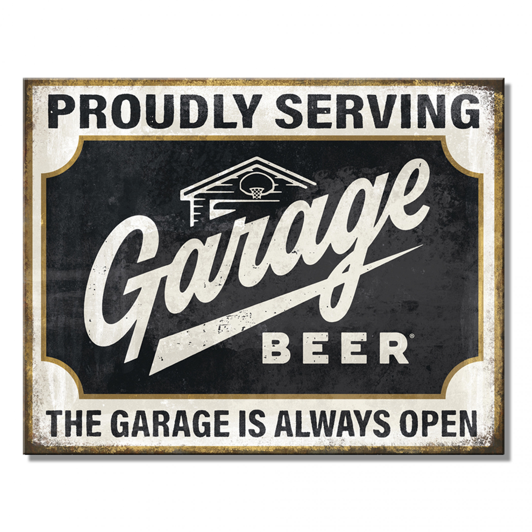 Garage Beer- Proudly Serving 12.5 x 16' Tin Sign