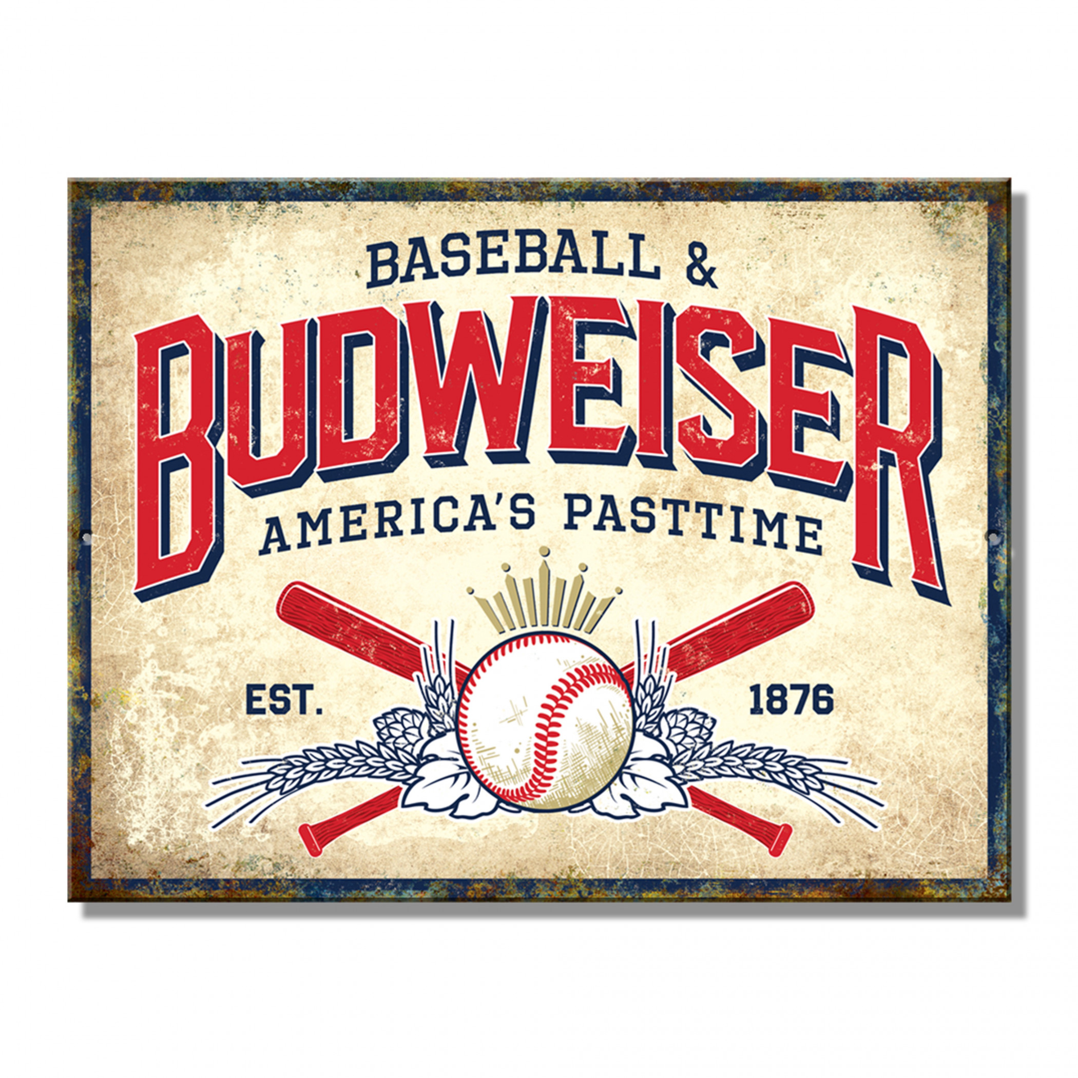 Budweiser Baseball America's Pasttime 10.75 x 8.25' Tin Sign
