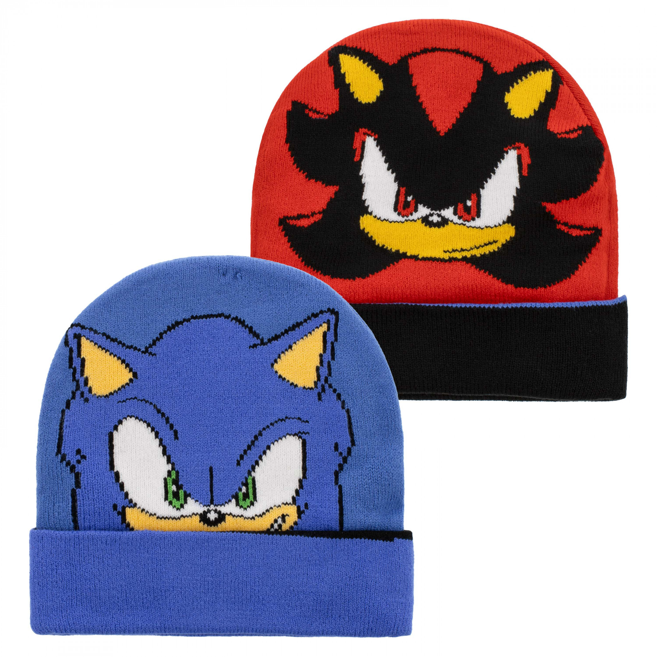 Sonic the Hedgehog and Shadow Reversible Youth Knit Cuffed Beanie, Multi-Color