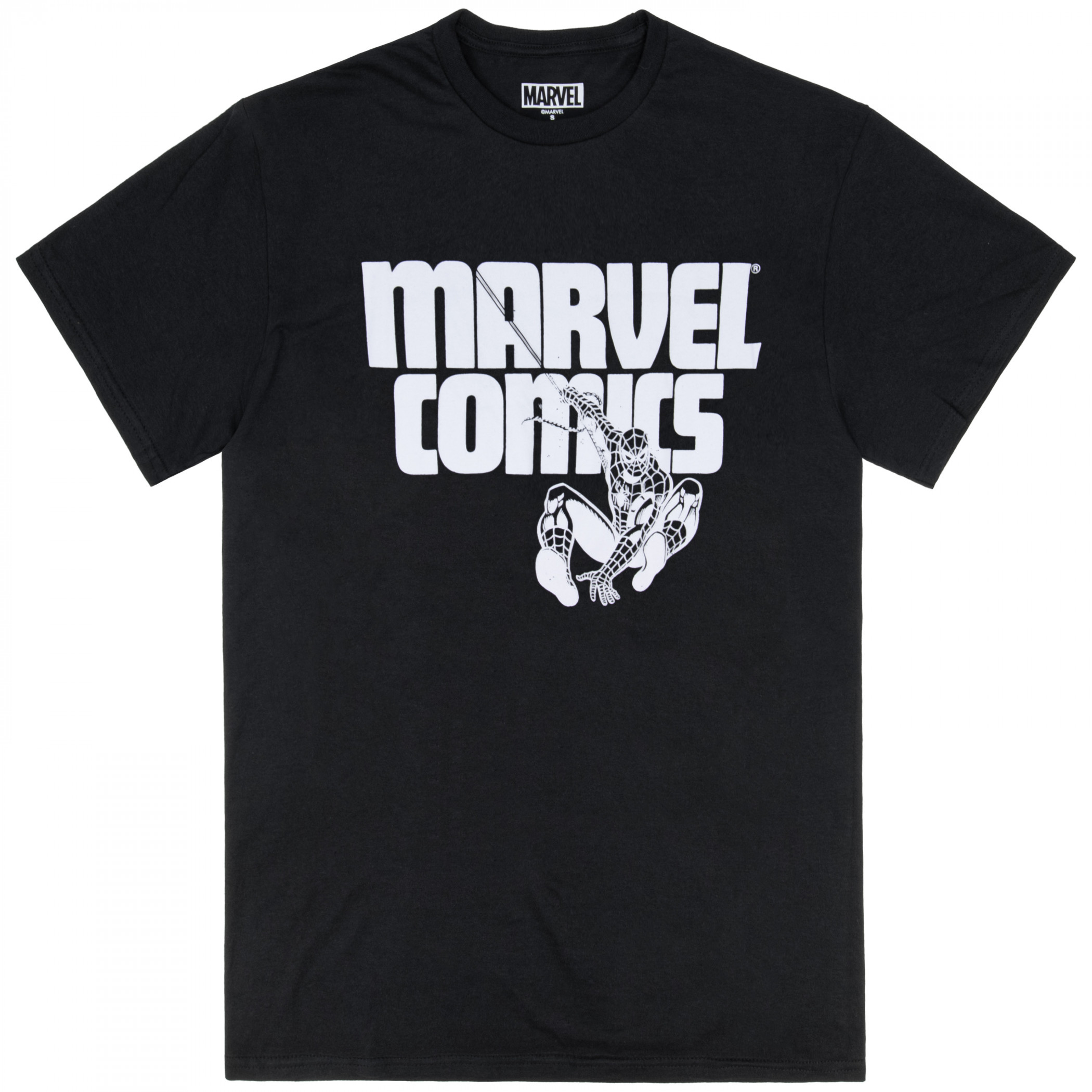 Spider-Man Marvel Comics White on Black T-Shirt, Black