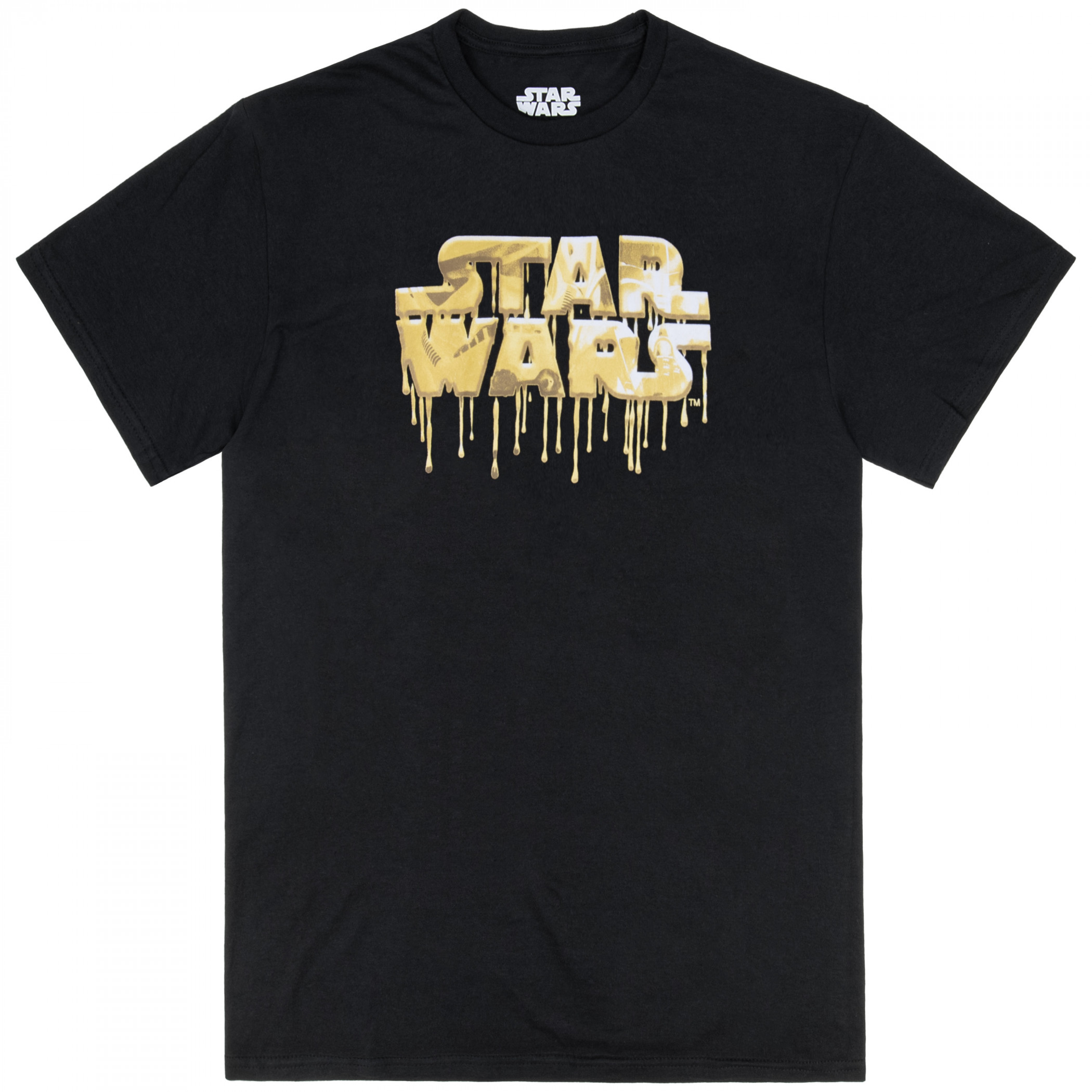 Star Wars Dripping Gold Logo Black T-Shirt, Black