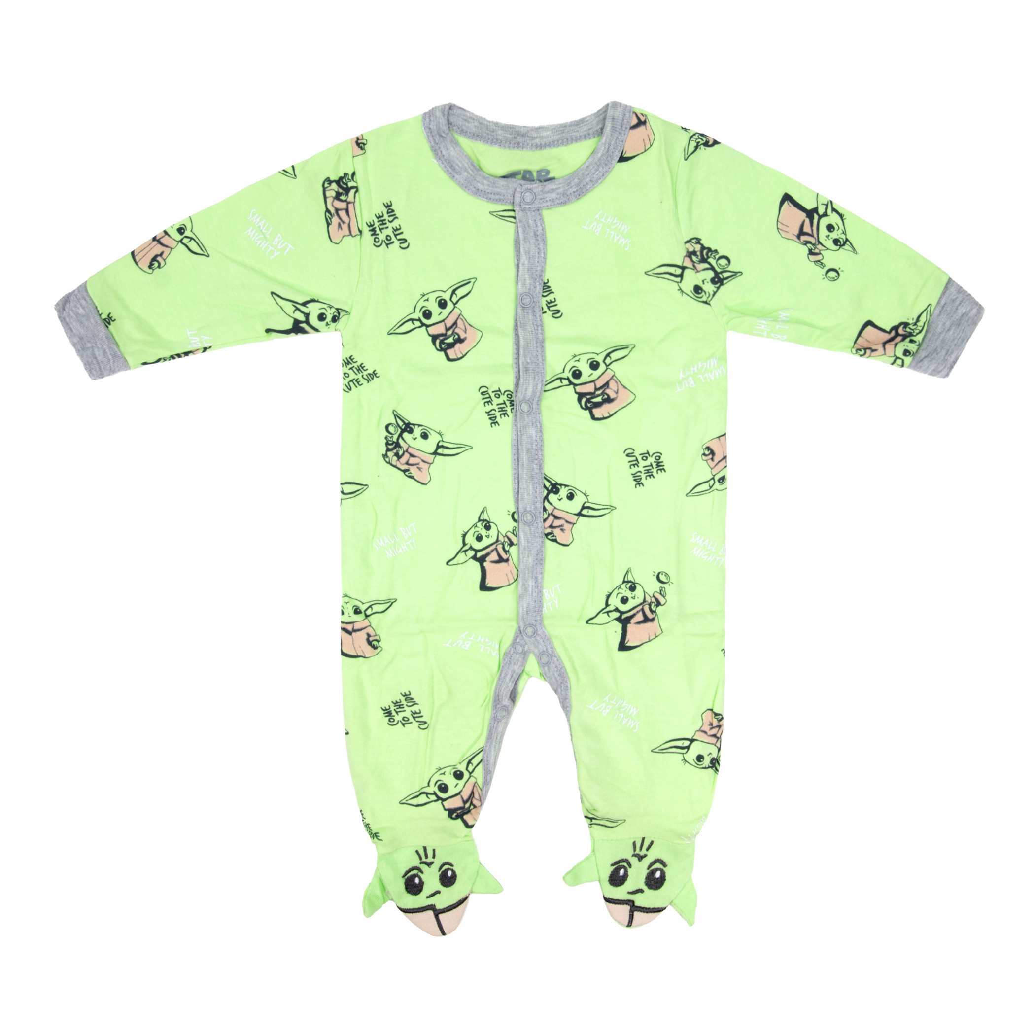 Star Wars The Mandalorian Grogu All Over Print Infant Footed Pajamas, Green