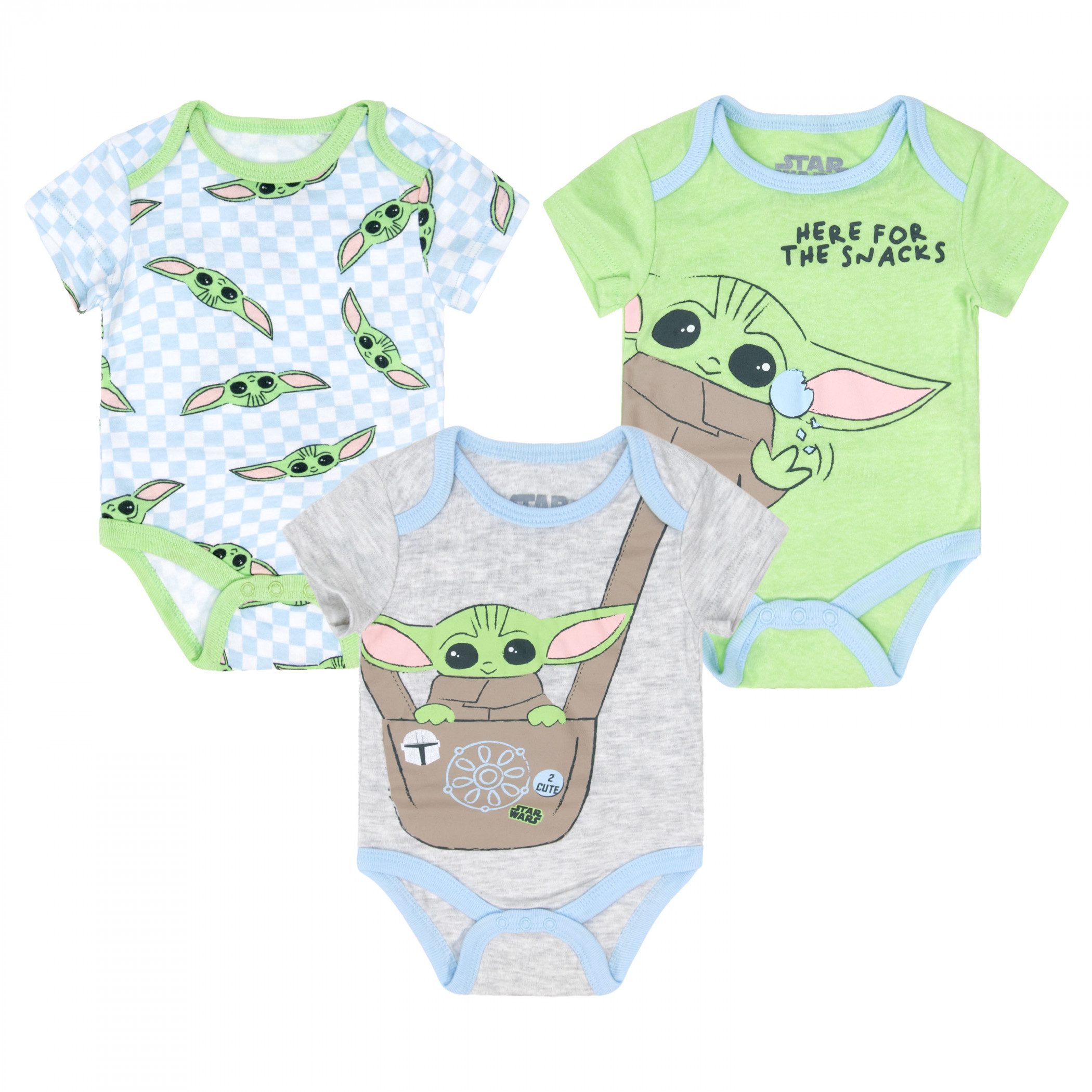Star Wars Grogu Here for The Snacks 3-Pack Infant Bodysuit Set, Multi-Color