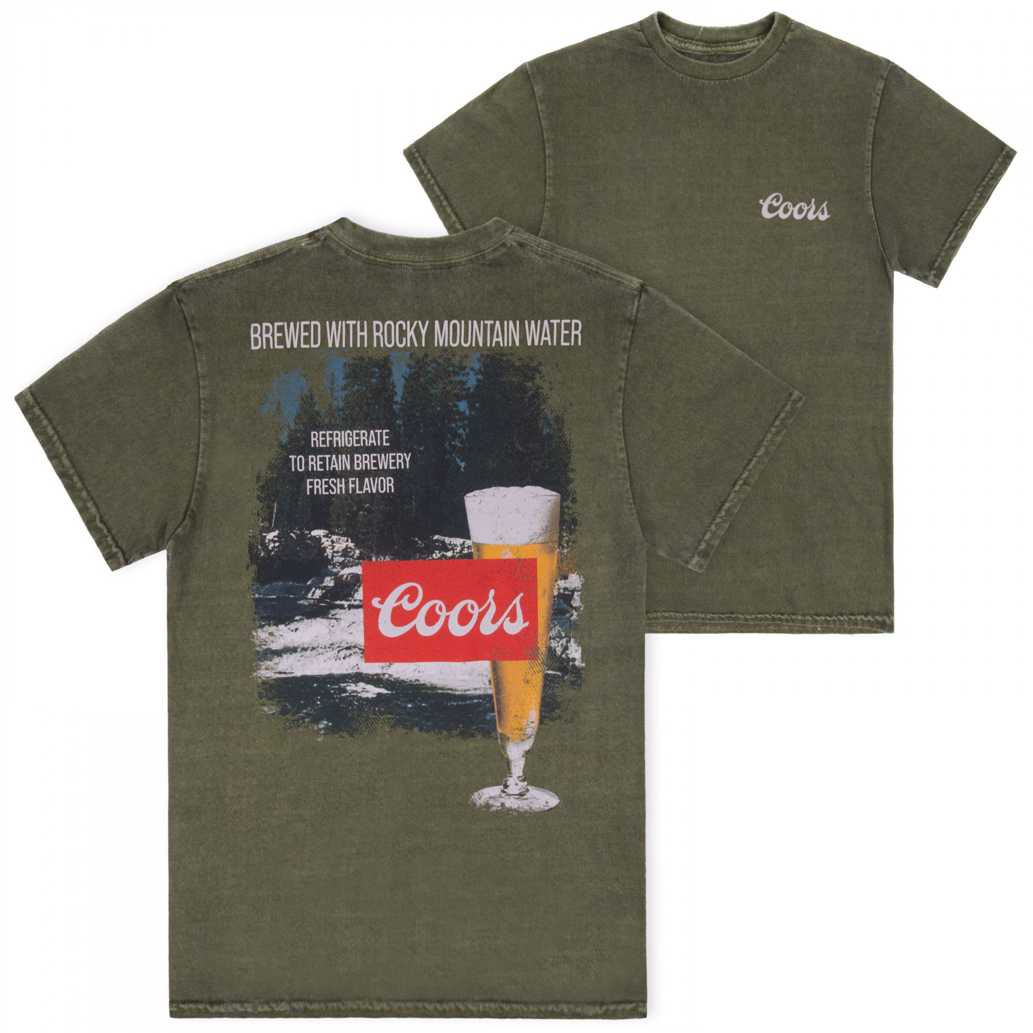 Coors Brewed with Rocky Mountain Water Ad Front Back Print Premium T-Shirt