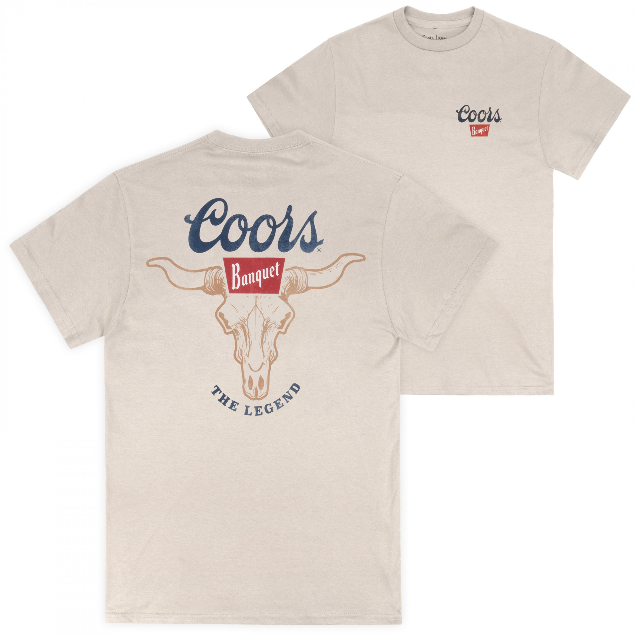 Coors Banquet Bull Skull Tan Colorway Front & Back Print Premium T-Shirt