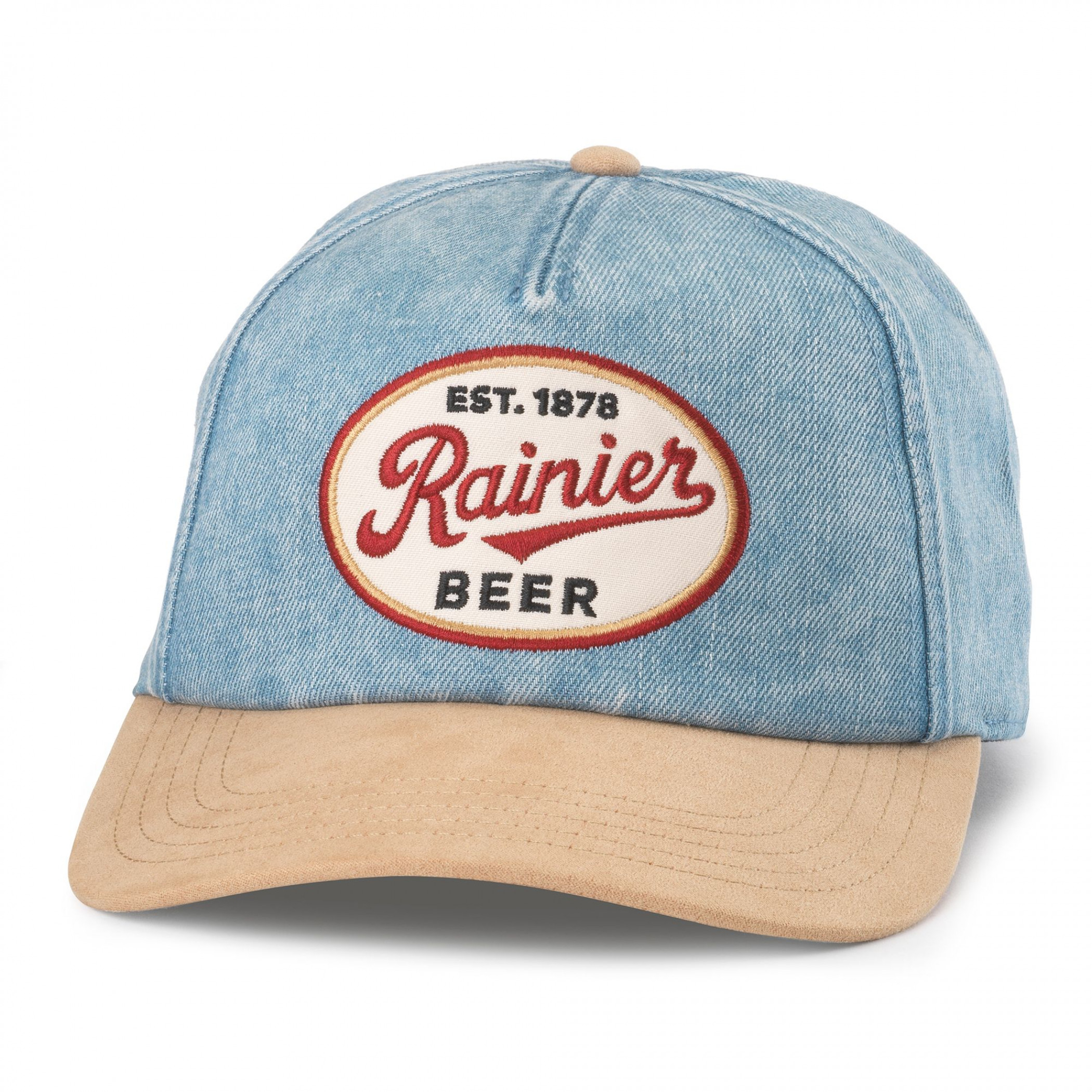 Rainier Beer Embroidered Patch Denim Adjustable Hat
