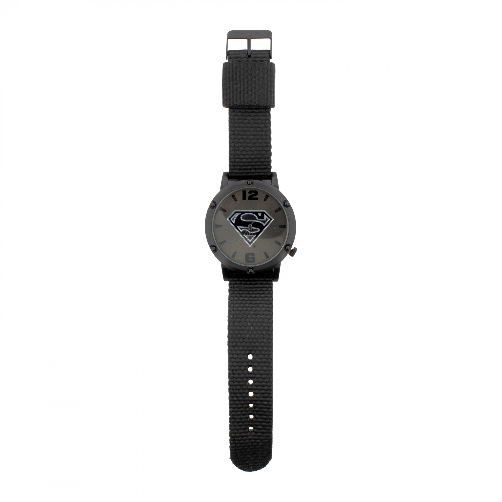 Superman Black and Silver Analog Watch with Nylon Strap, Black