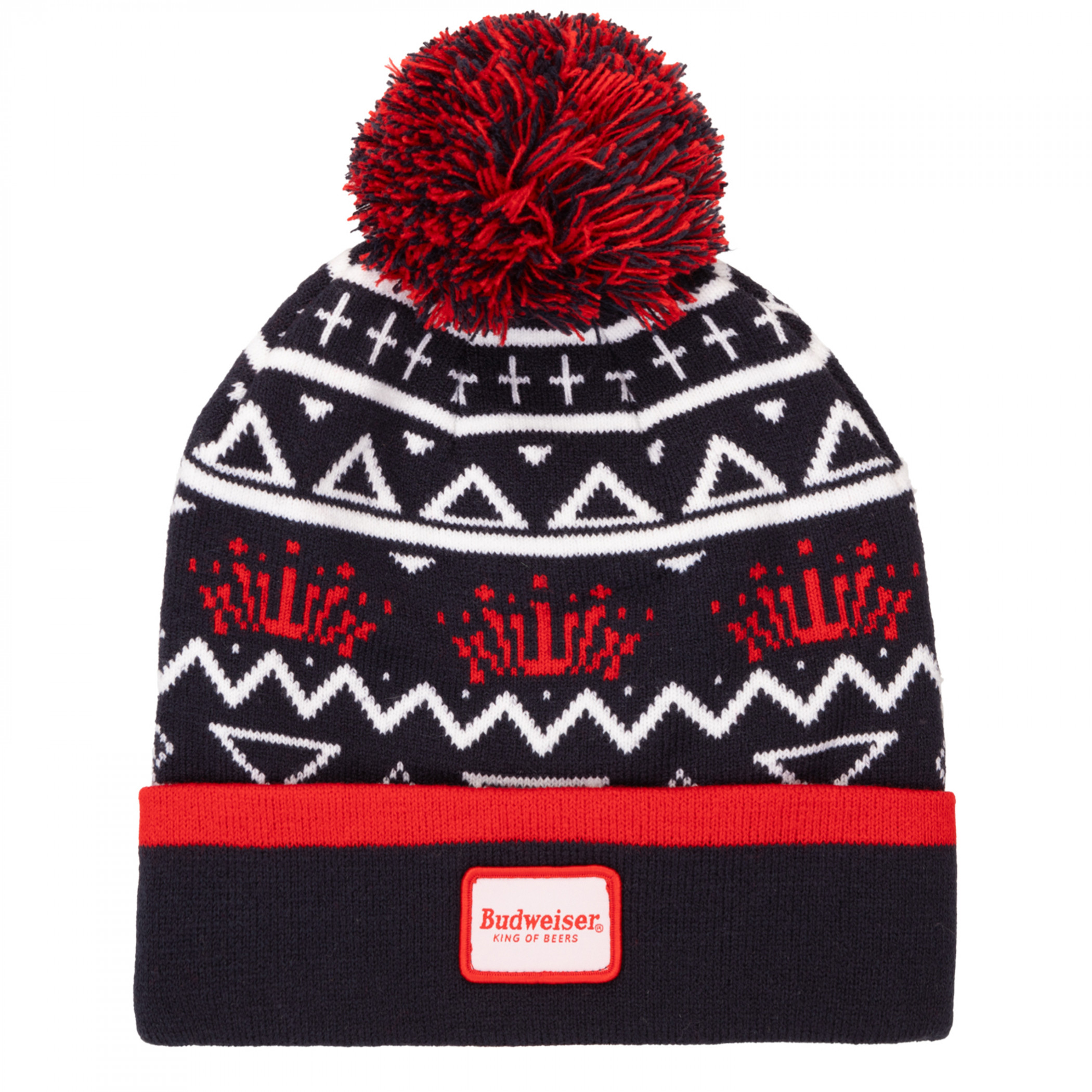 Budweiser King of Beers Cuffed Jacquard Beanie with Pom