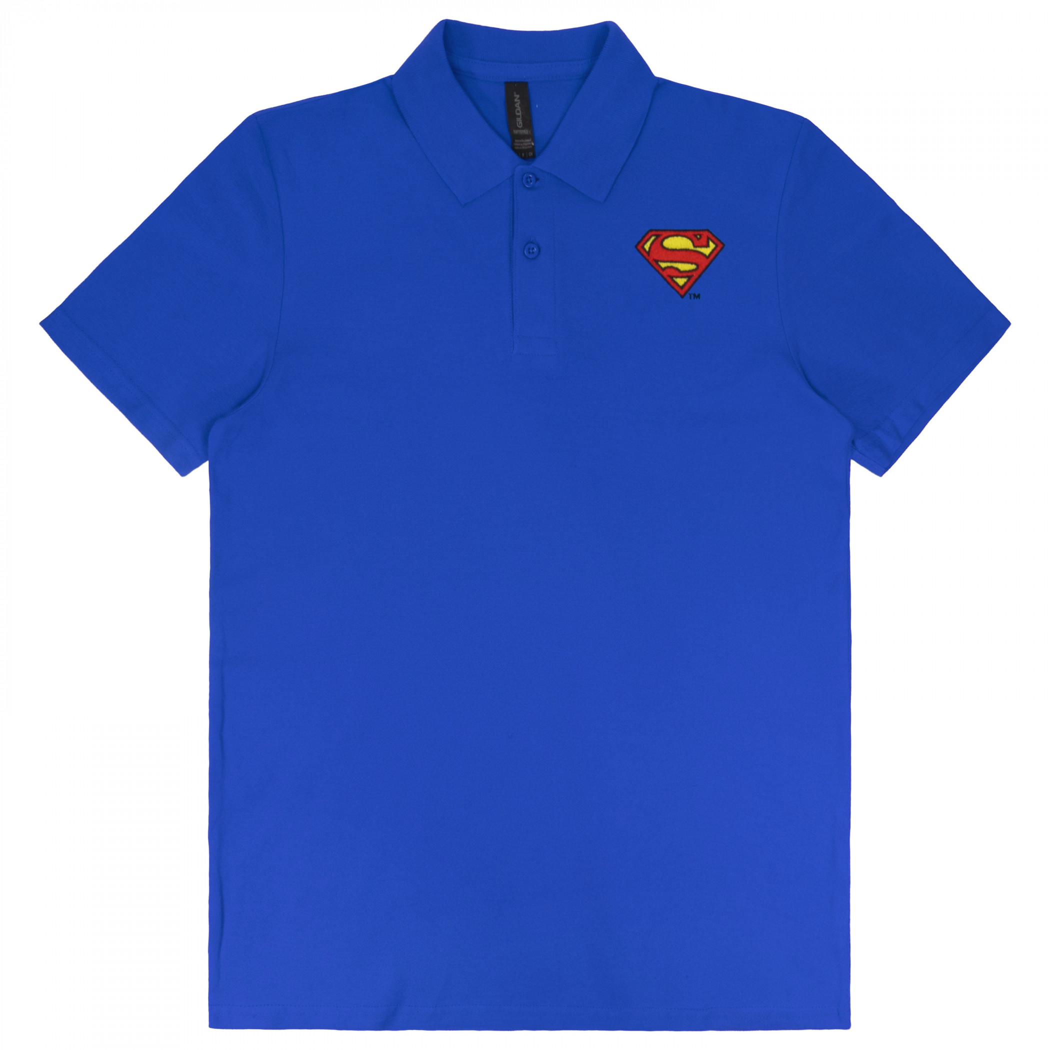 Superman Logo Royal Blue Knit Athletic Men's Polo Shirt, Blue